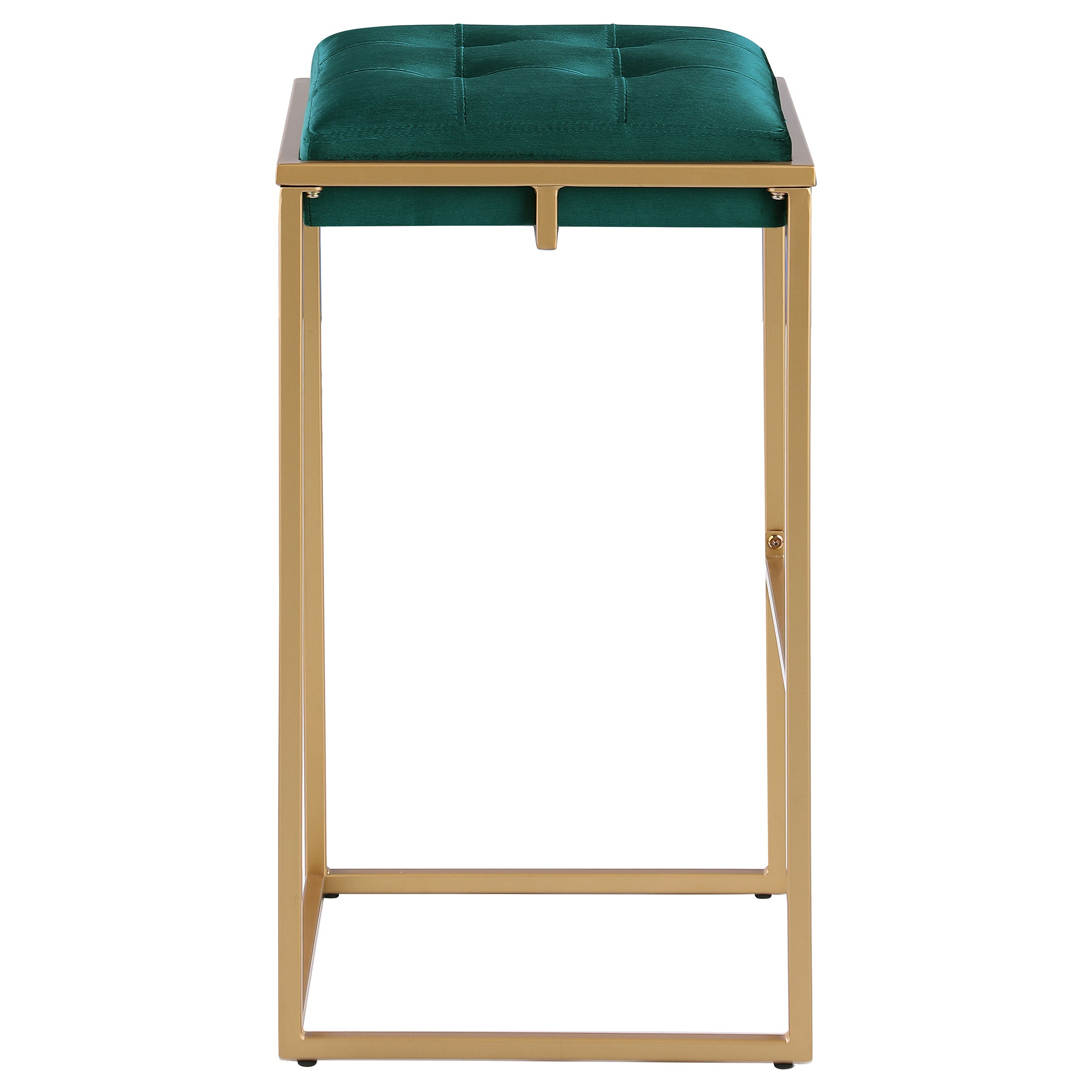 Nadia Square Padded Seat Bar Stool (Set of 2) Hunter Green and Gold