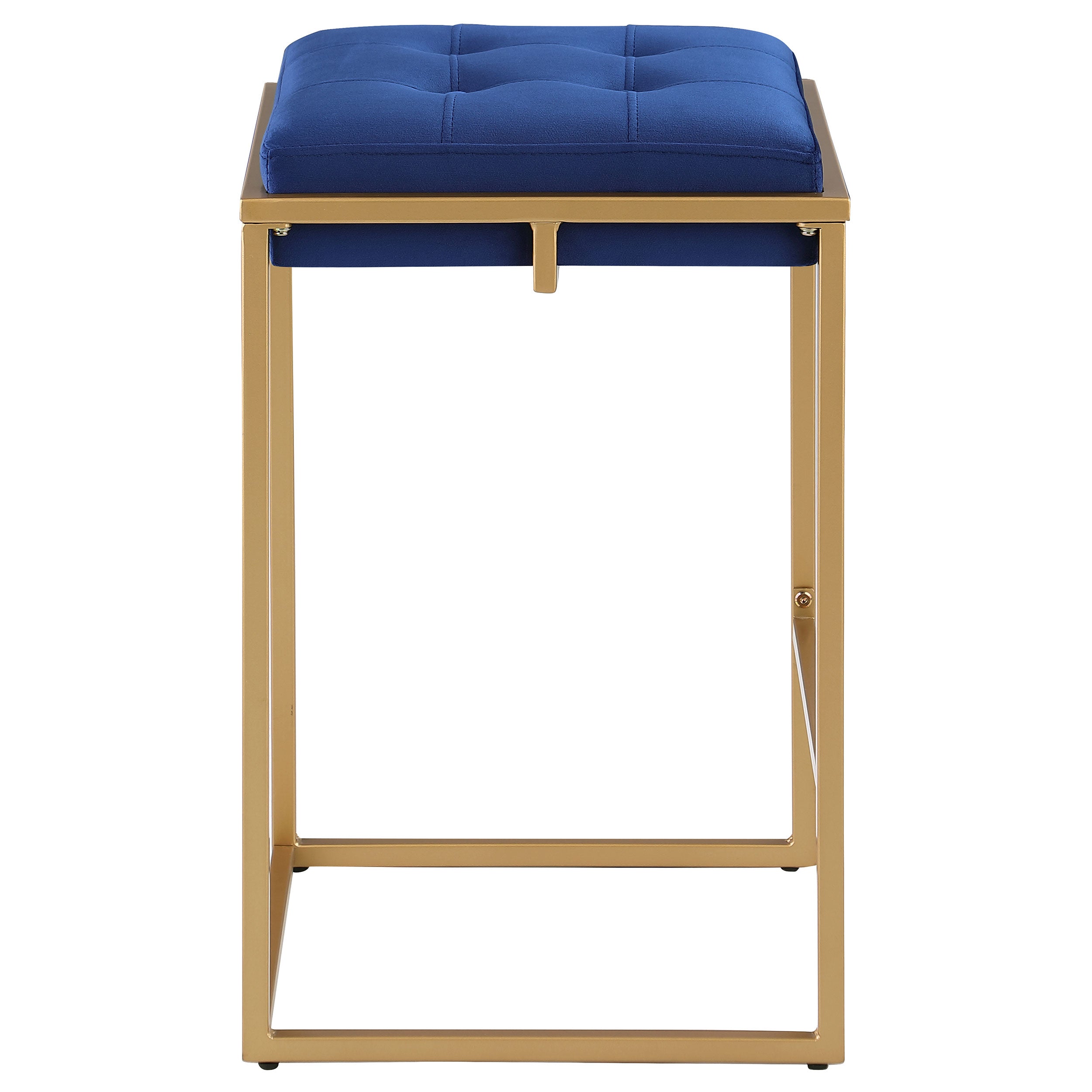 Nadia Square Padded Seat Bar Stool (Set of 2) Blue and Gold