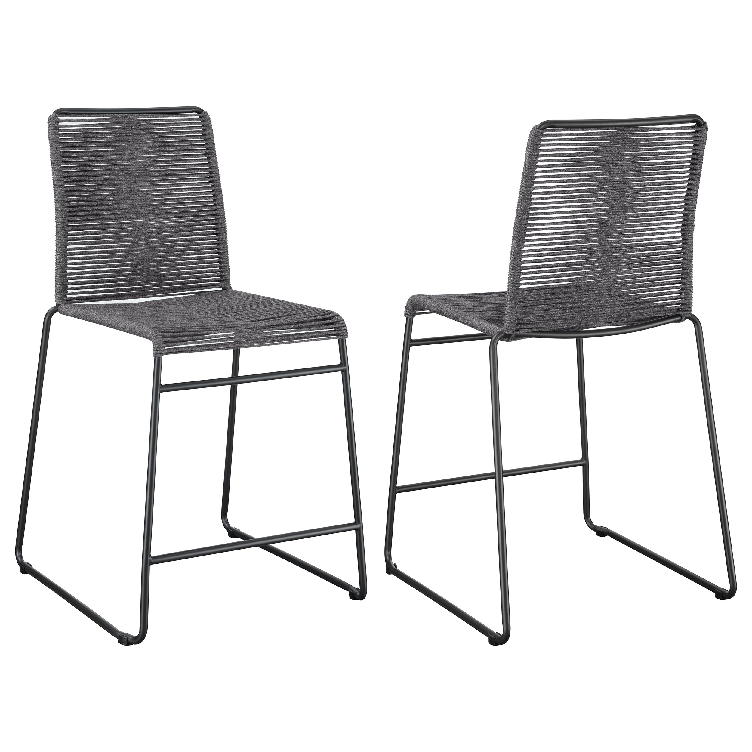 Jerome Upholstered Bar Stools with Footrest (Set of 2) Charcoal and Gunmetal