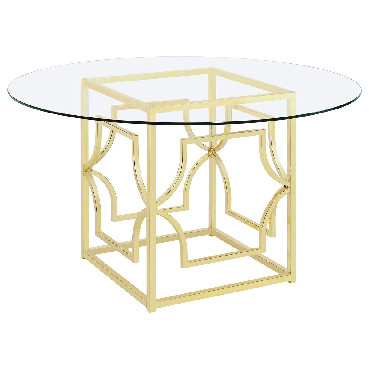 Starlight Round Glass Top Dining Table Clear and Brass