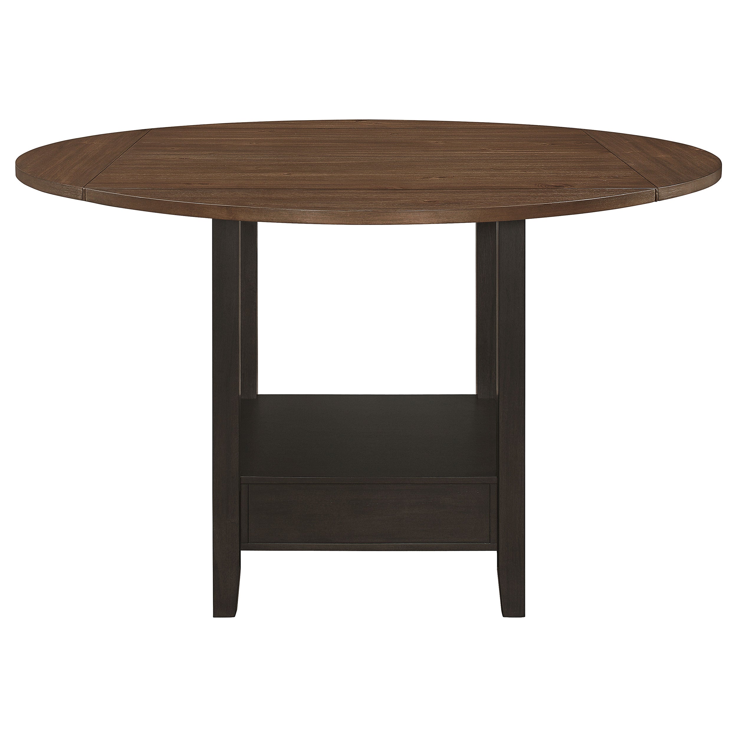 Sanford Round Counter Height Table with Drop Leaf Cinnamon and Espresso