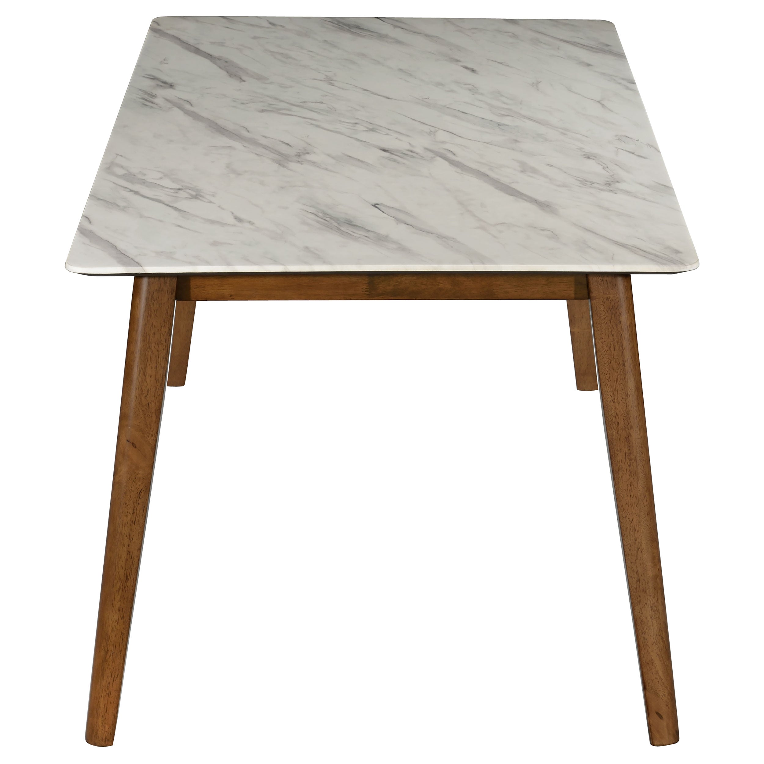 Everett Faux Marble Top Dining Table Natural Walnut and White