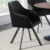 Arika Tufted Sloped Arm Swivel Dining Chair Black and Gunmetal