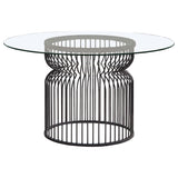 Granvia Round Glass Top Dining Table Clear and Gunmetal