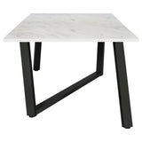 Mayer Rectangular Dining Table Faux White Marble and Gunmetal