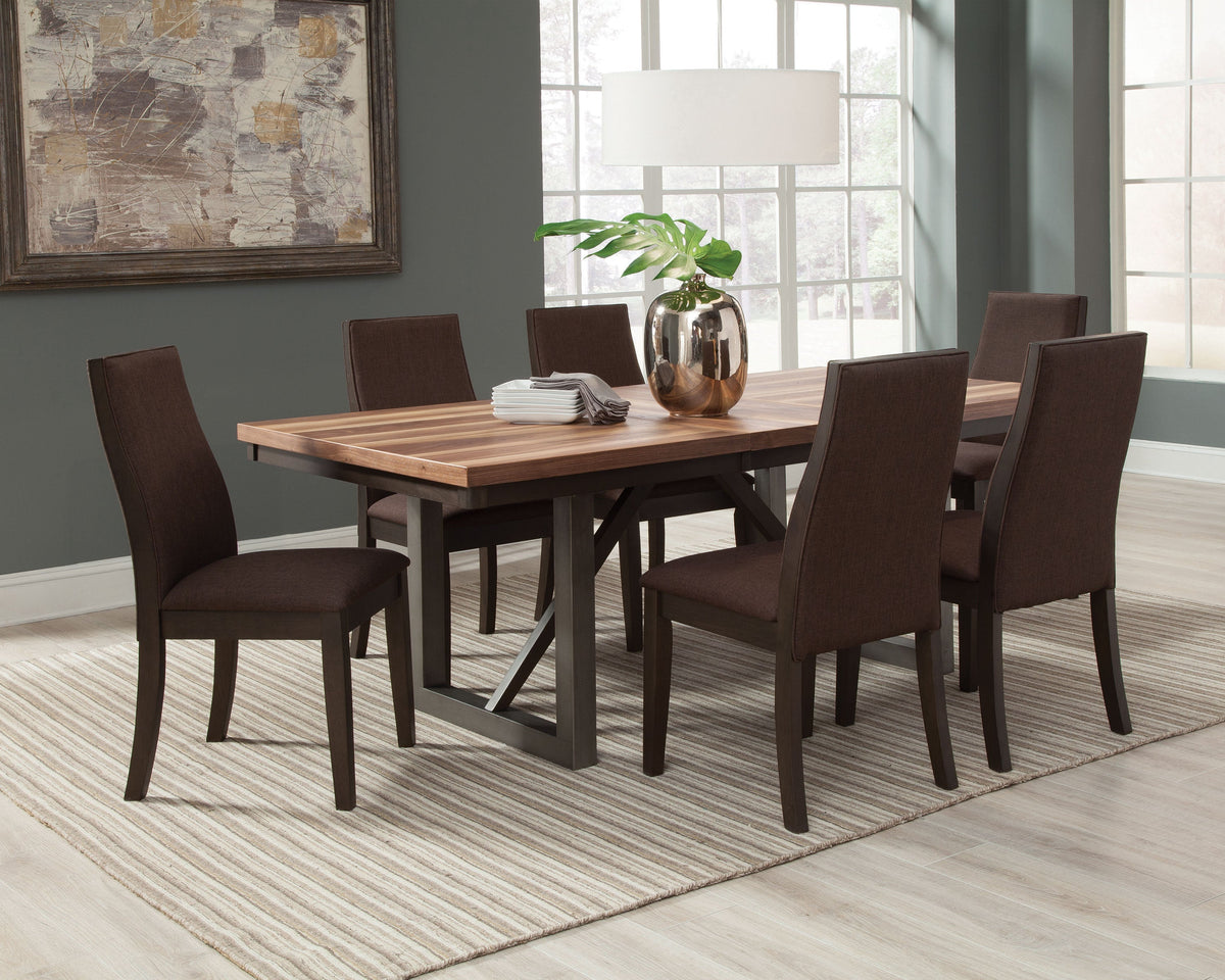 Spring Creek  Dining Room Set Natural Walnut and Chocolate Brown