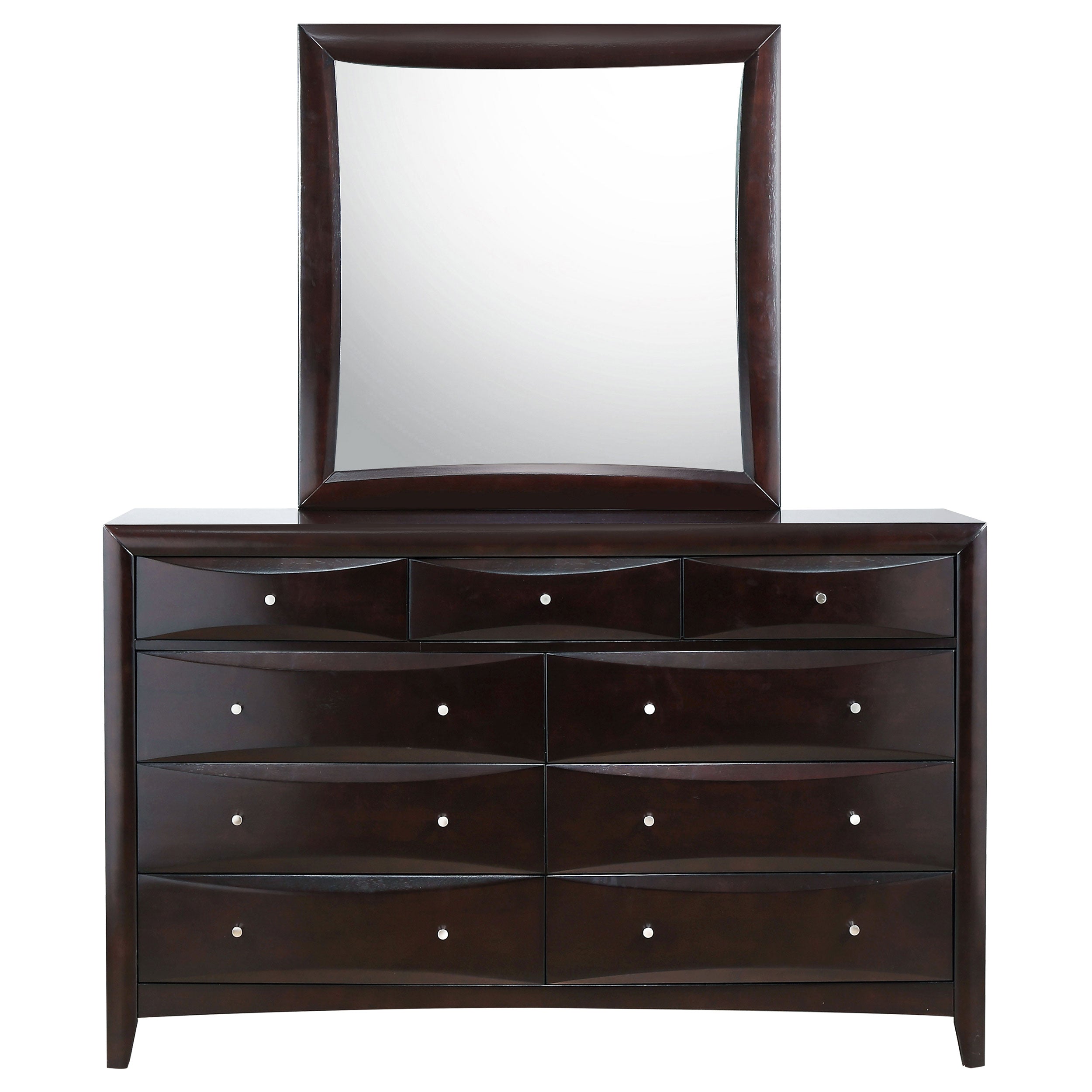 Phoenix 9-drawer Dresser with Mirror Cappuccino