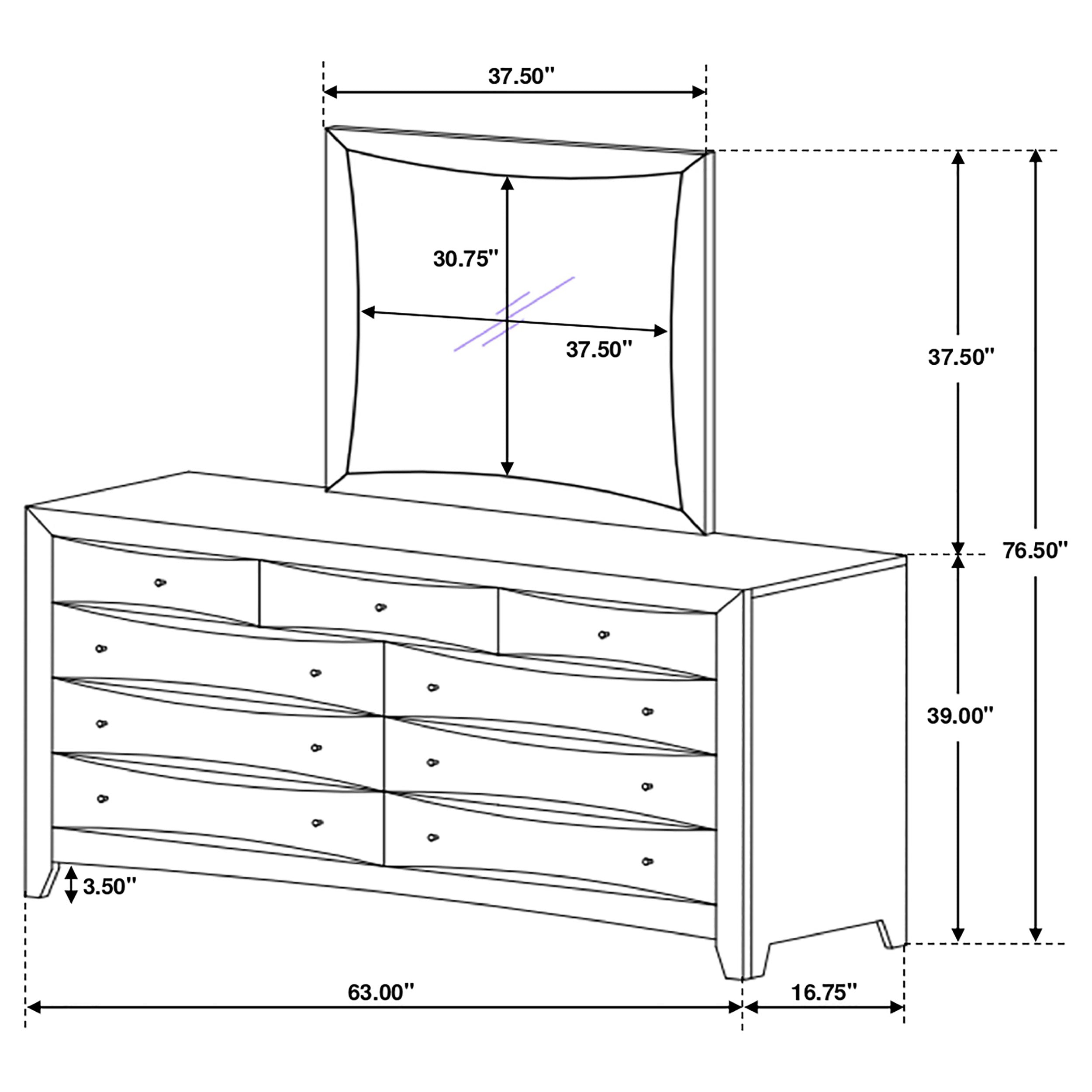 Phoenix 9-drawer Dresser with Mirror Cappuccino