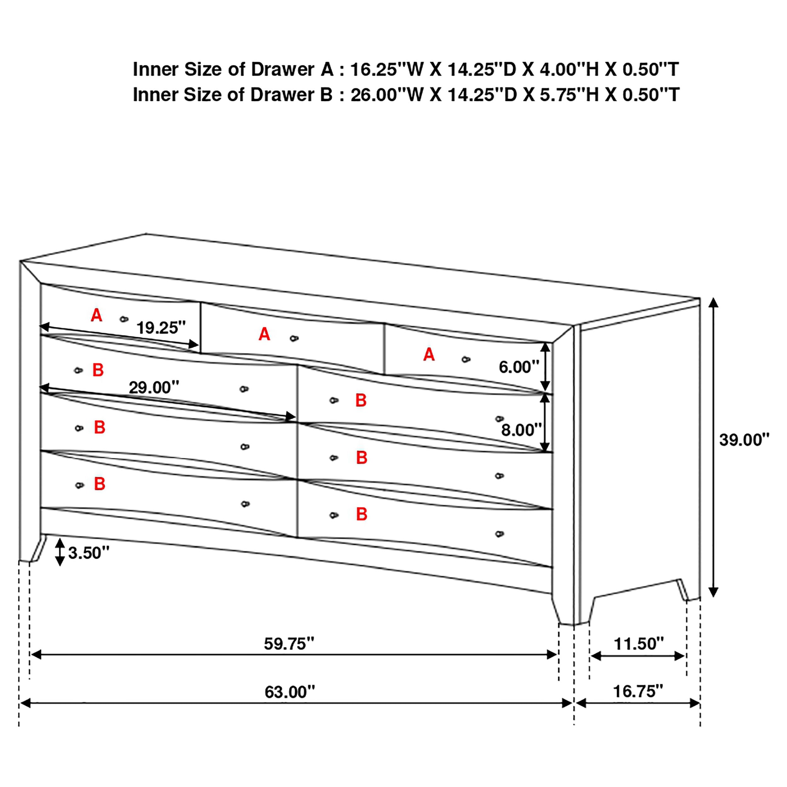 Phoenix 9-drawer Dresser Deep Cappuccino