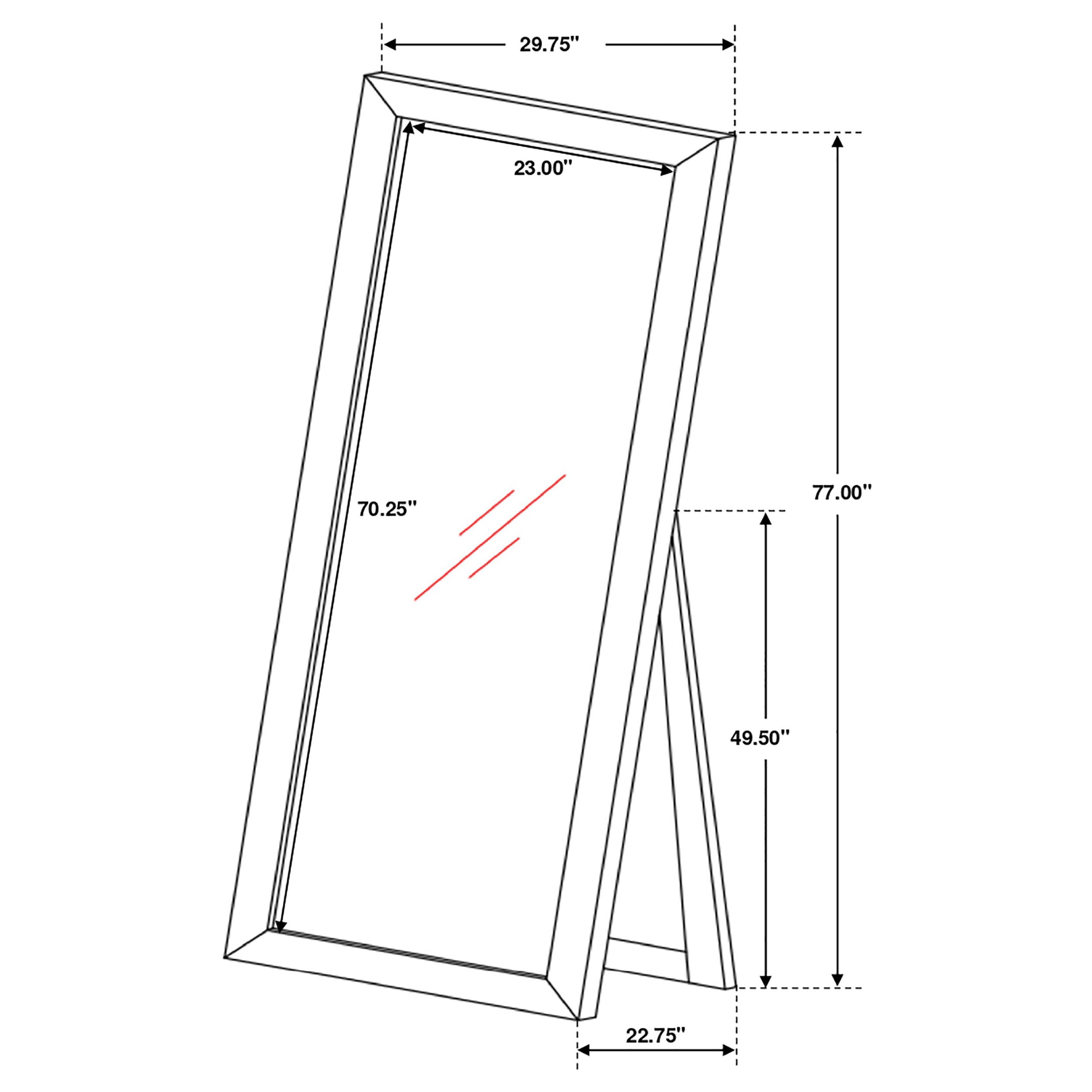 Phoenix Rectangular Standing Floor Mirror Black