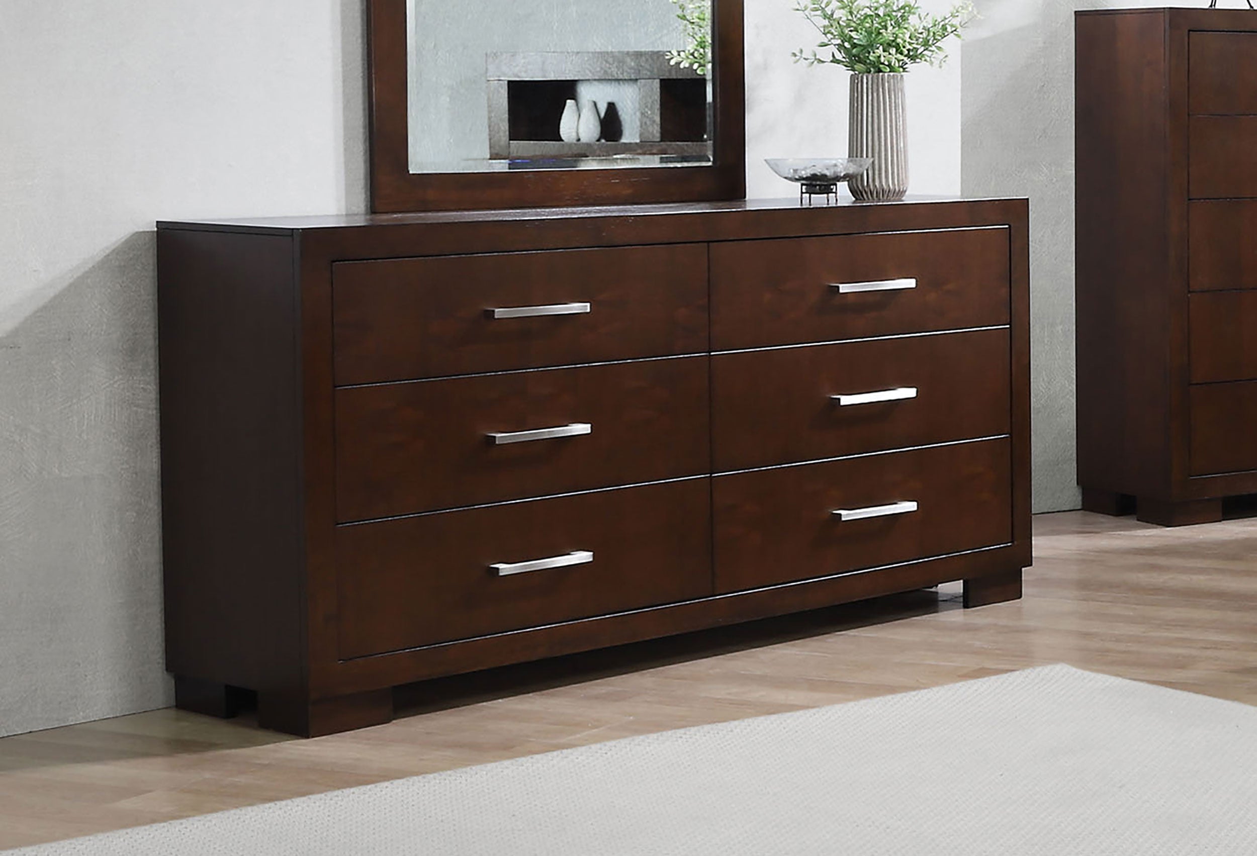 Jessica 6-drawer Dresser with Mirror Cappuccino