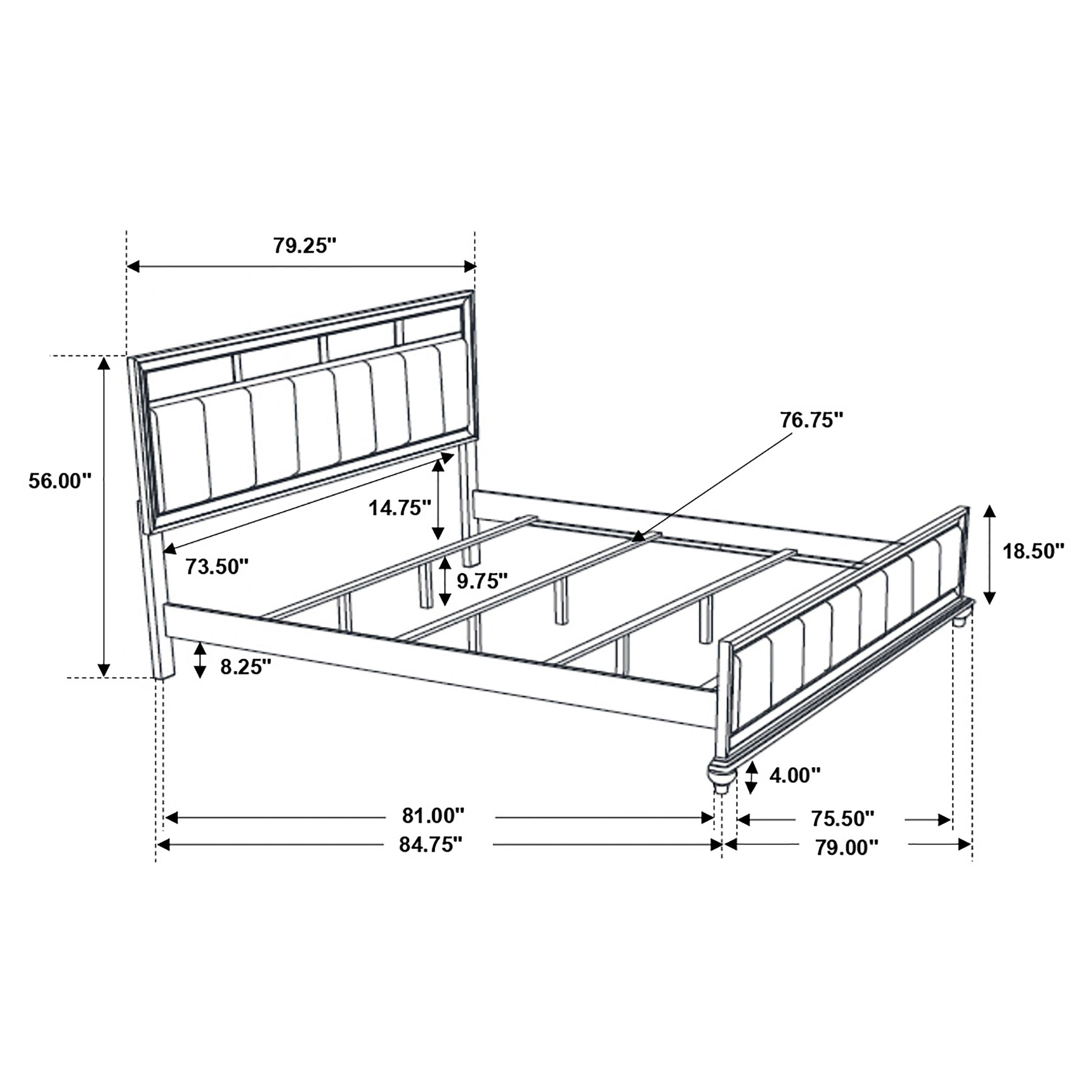 Barzini  Upholstered Bed Black and Grey