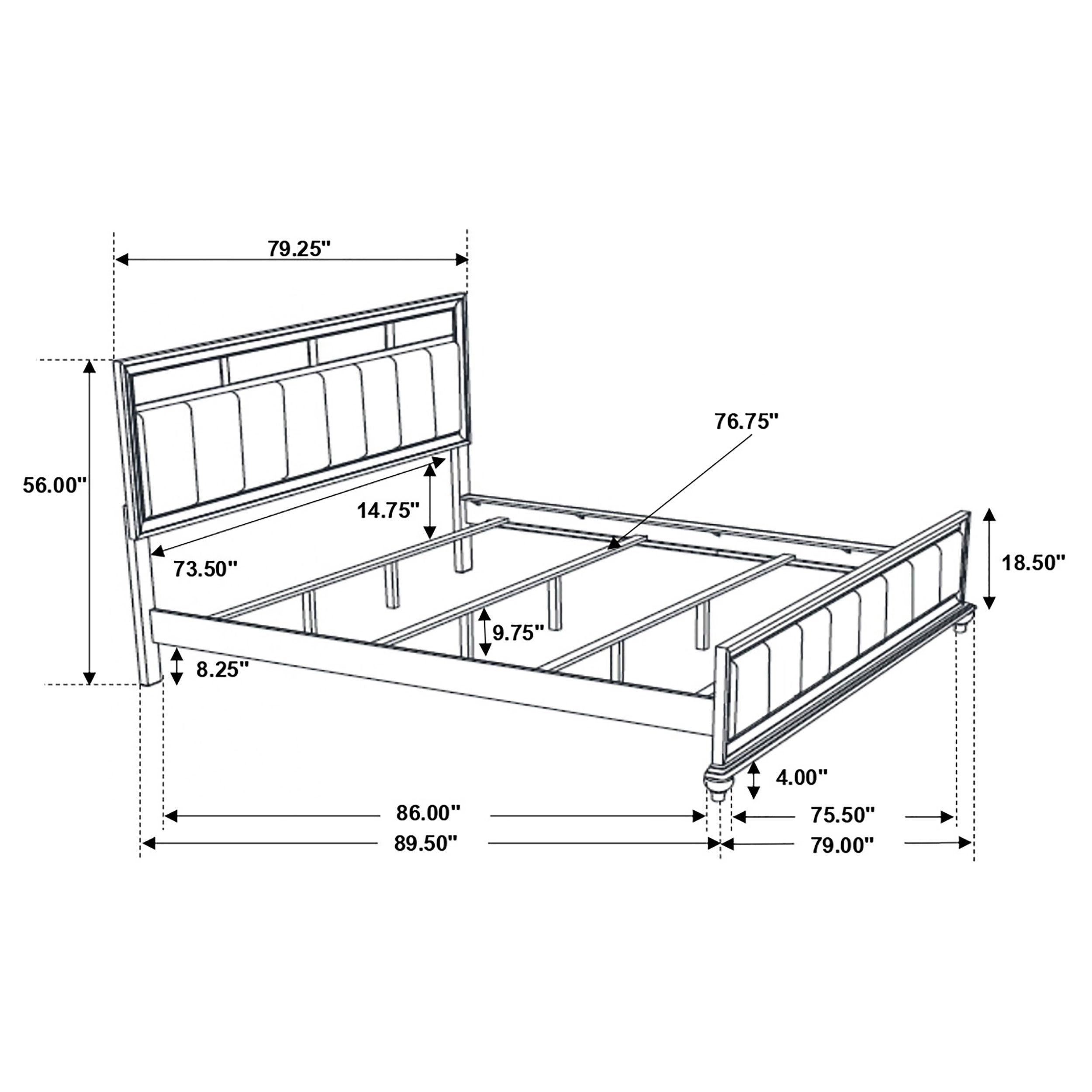 Barzini  Upholstered Bed Black and Grey