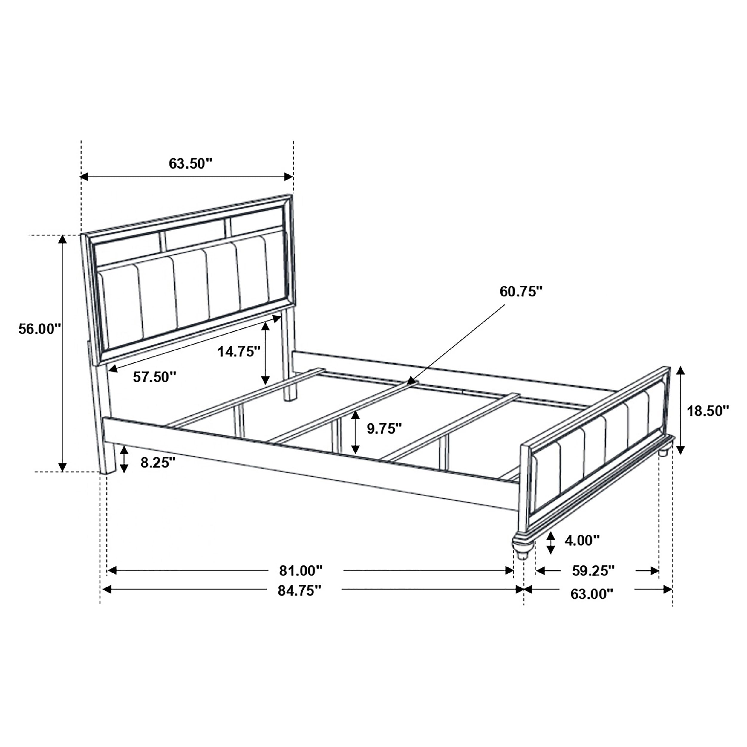 Barzini  Upholstered Bed Black and Grey