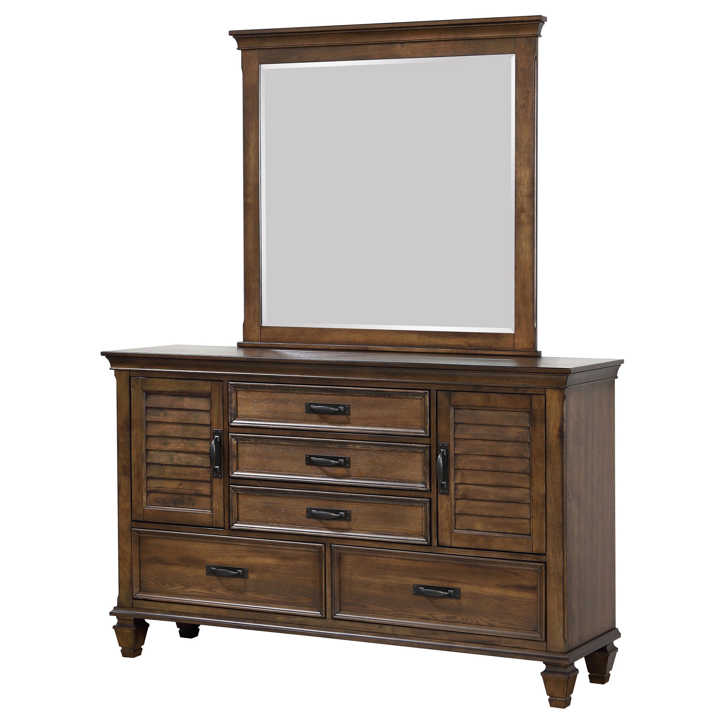 Franco 52-drawer Dresser with Mirror Burnished Oak