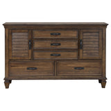 Franco 5-drawer Dresser with 2 Louvered Doors Burnished Oak