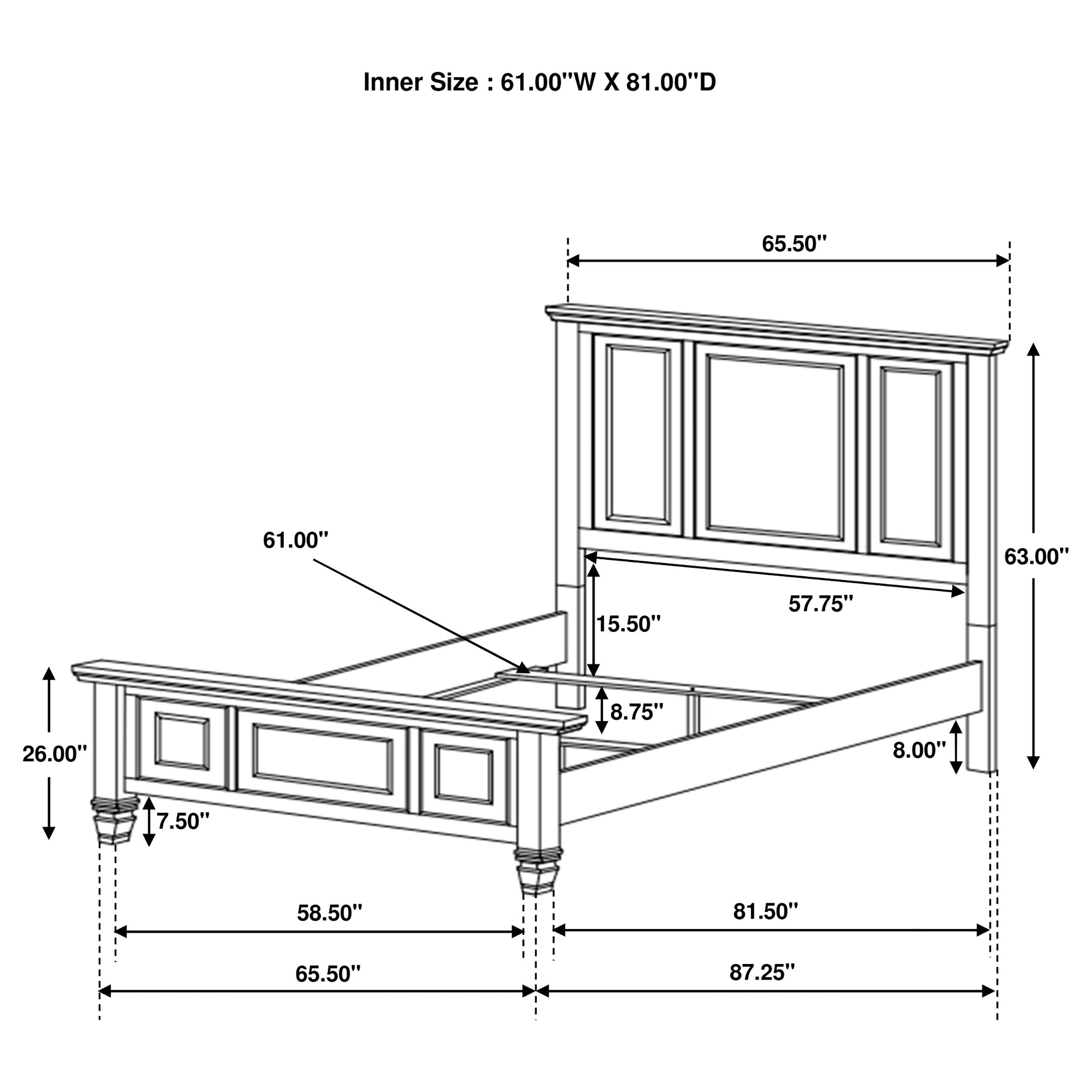 Sandy Beach Bedroom Set with High Headboard