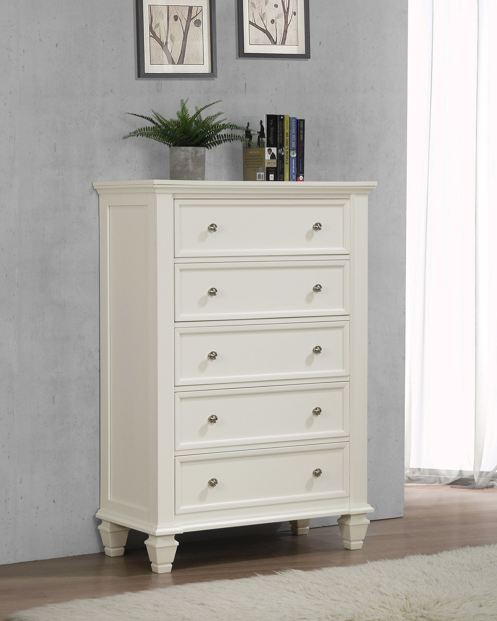 Sandy Beach 5-drawer Rectangular Chest Cream White