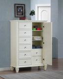 Sandy Beach 8-drawer Door Chest Storage Cream White