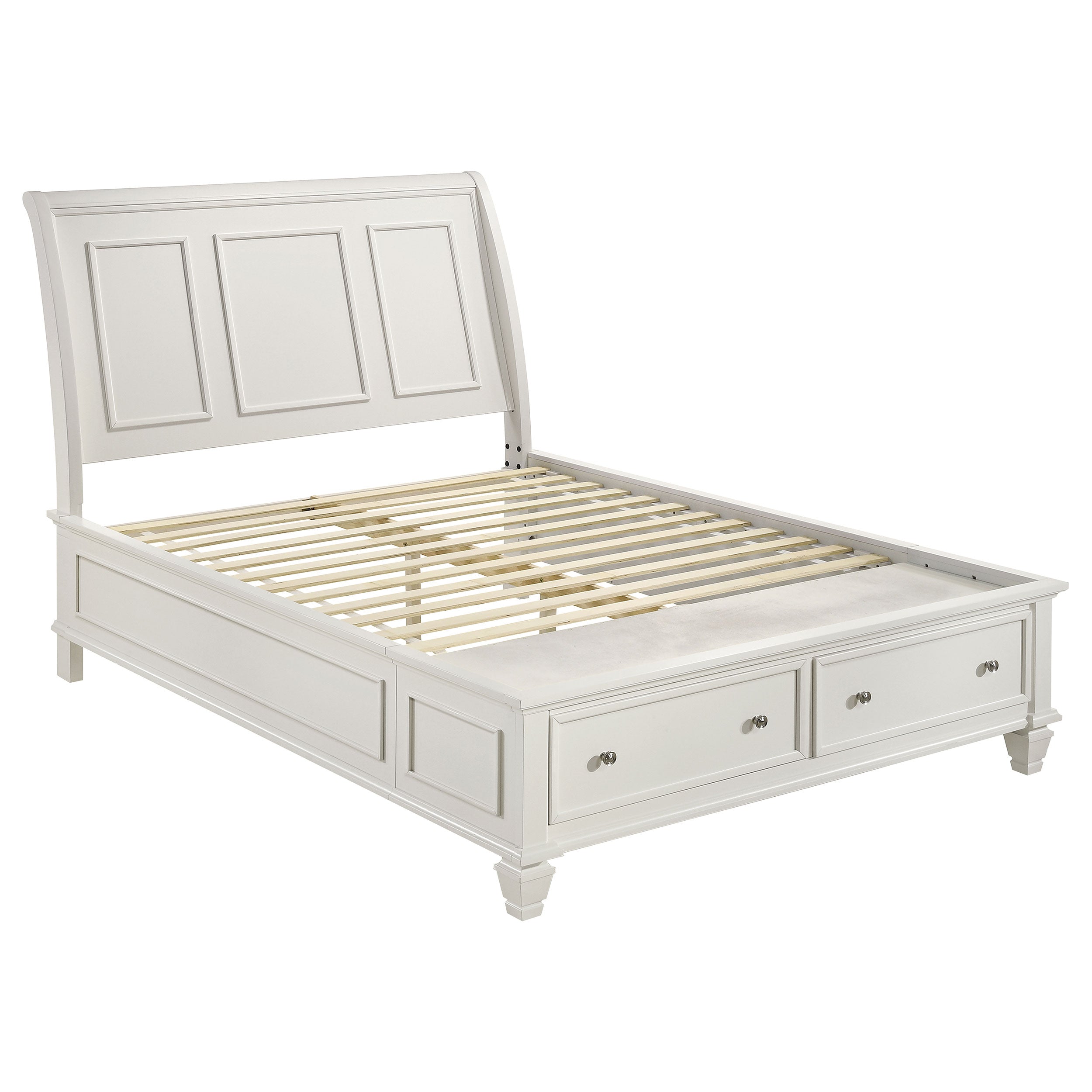 Sandy Beach  Storage Sleigh Bed Cream White