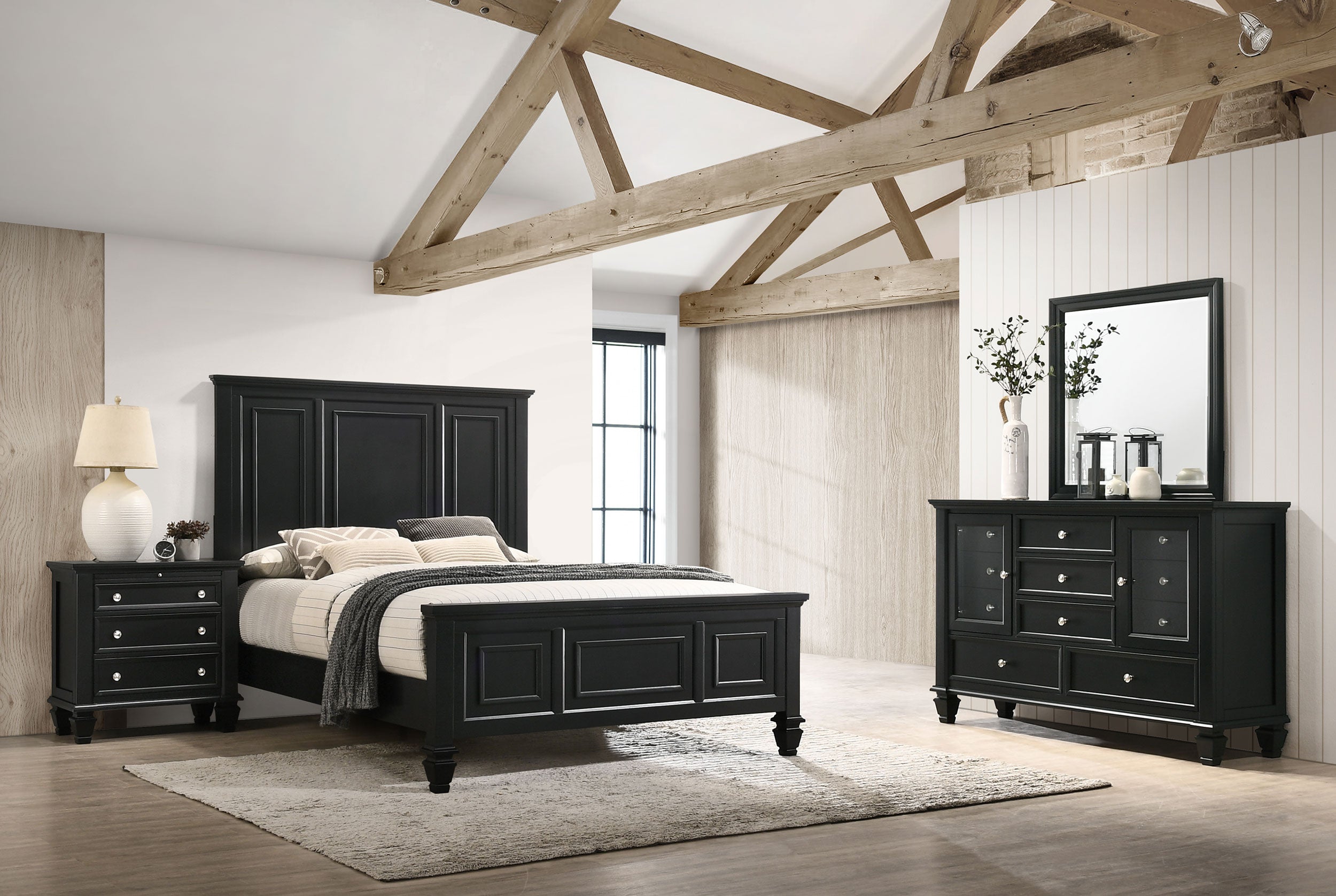 Sandy Beach Bedroom Set with High Headboard