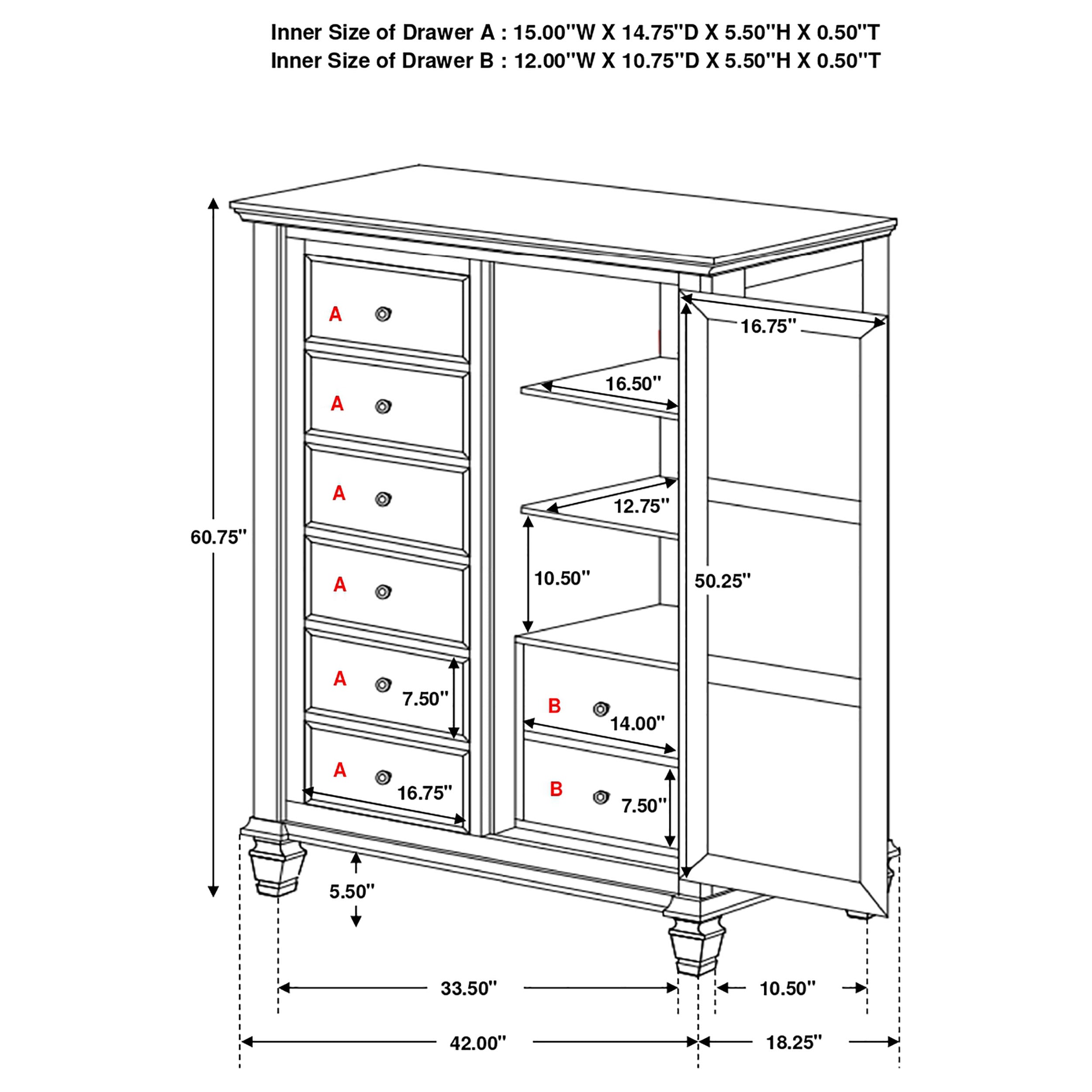 Sandy Beach Door Chest with Concealed Storage Black