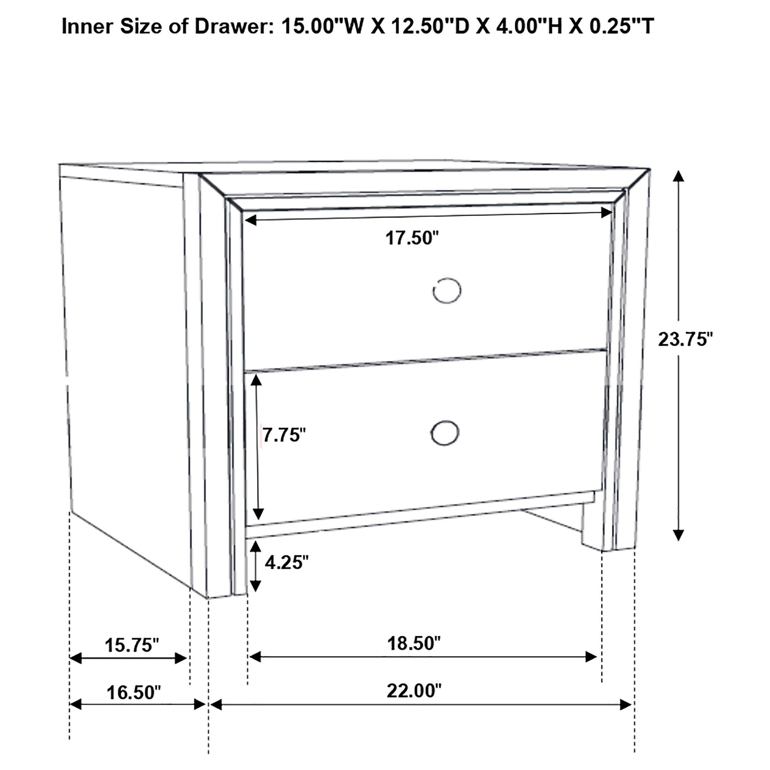 Serenity Rectangular 2-drawer Nightstand Rich Merlot