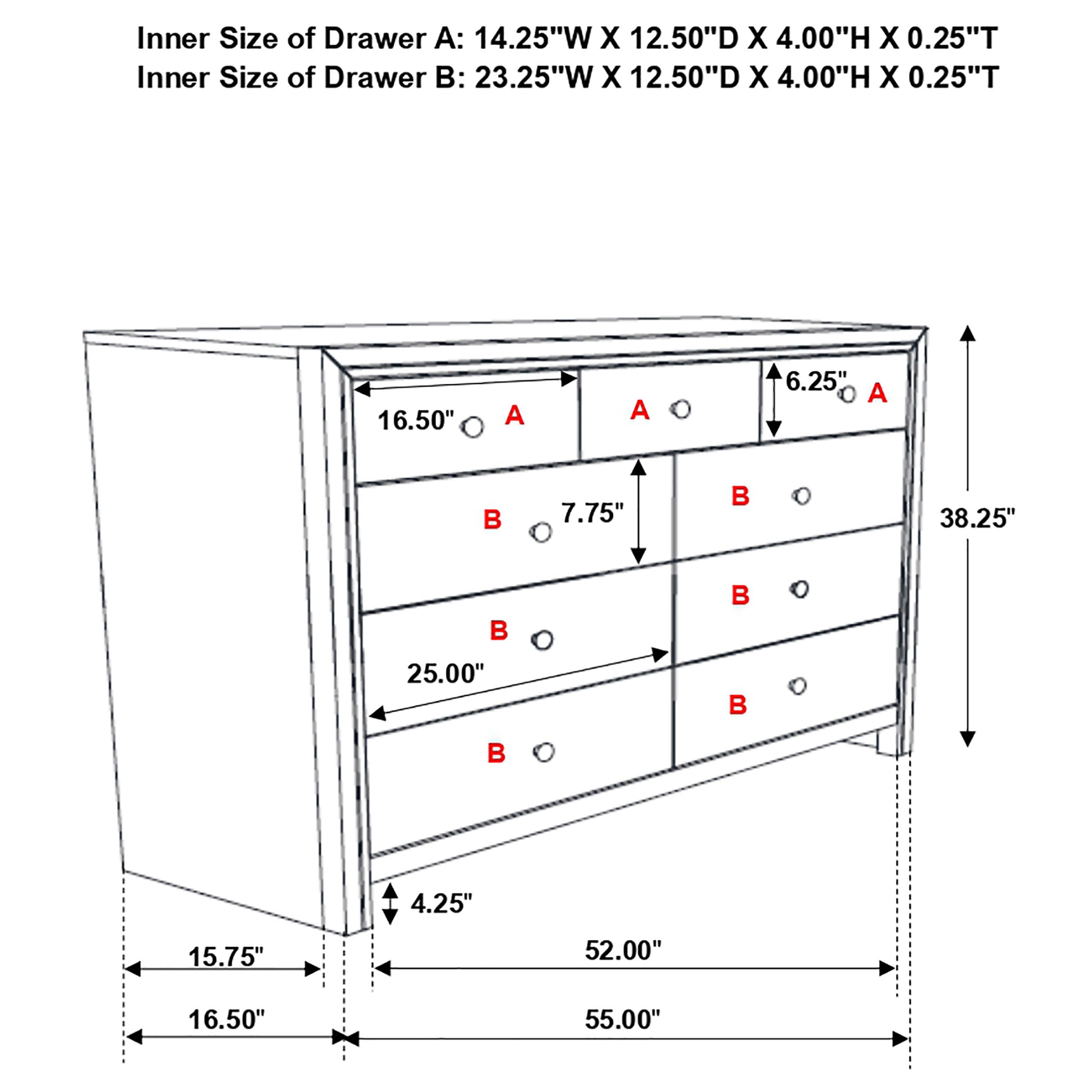 Serenity Rectangular 9-drawer Dresser Rich Merlot