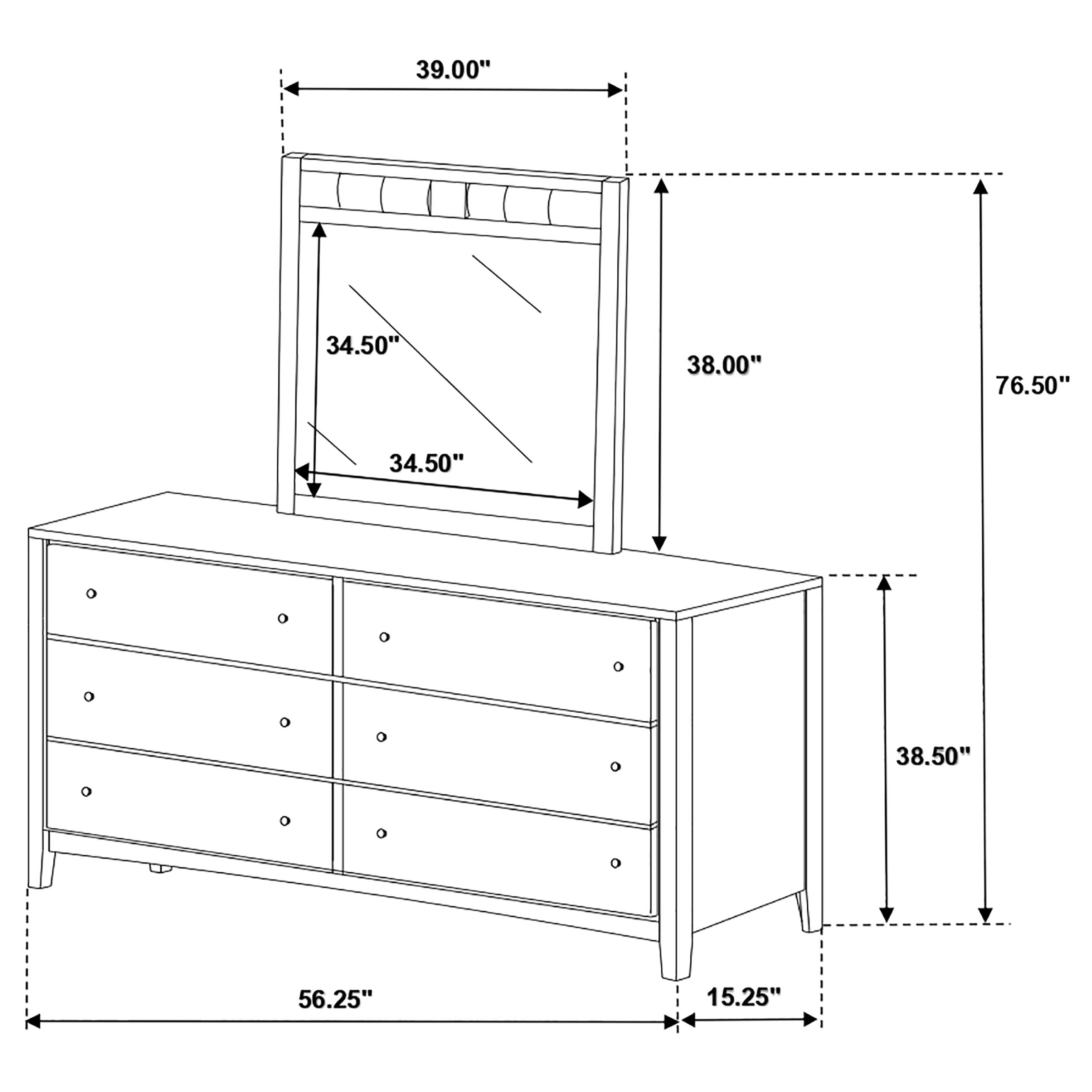 Carlton 6-drawer Rectangular Dresser with Mirror Cappuccino