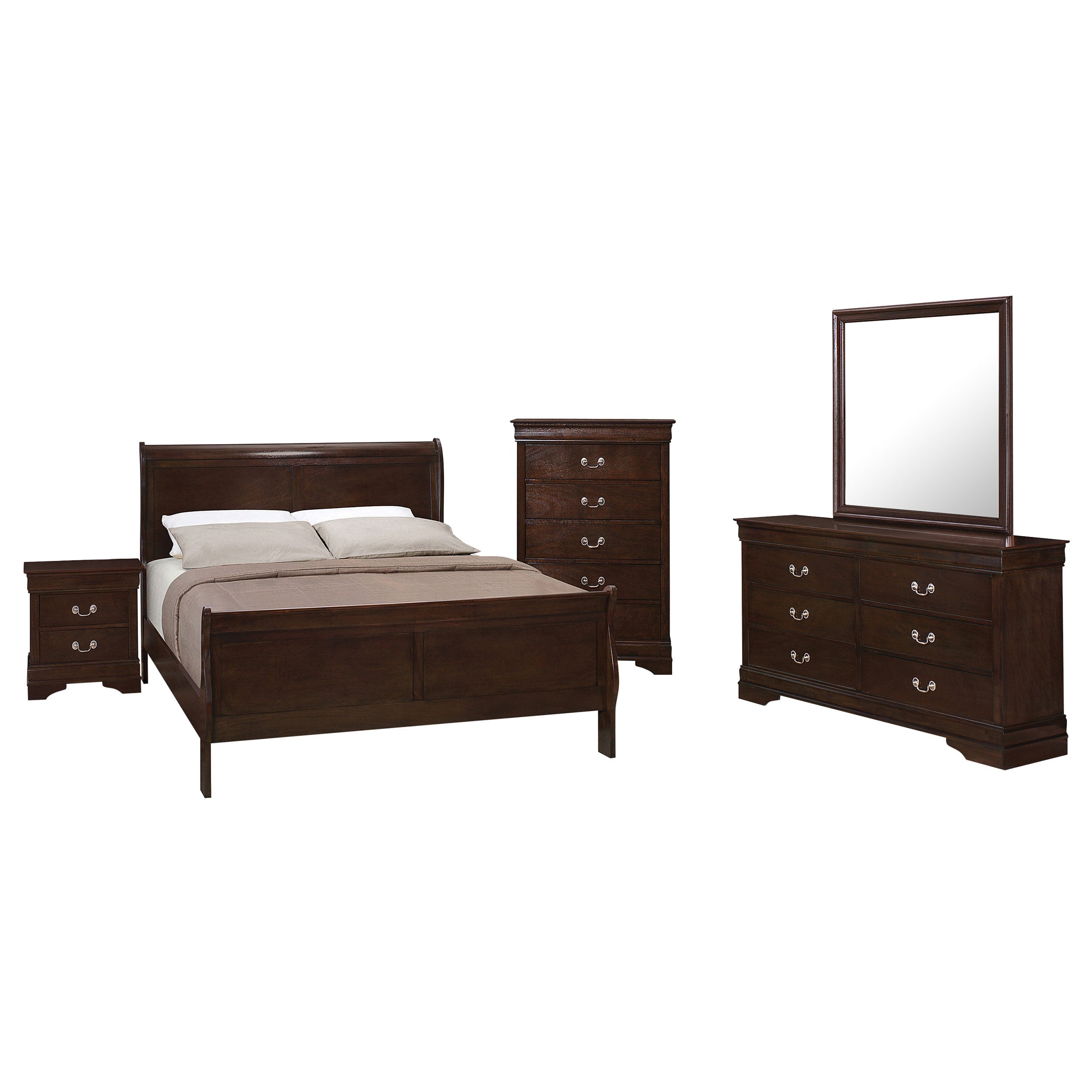 Louis Philippe Panel Bedroom Set with High Headboard