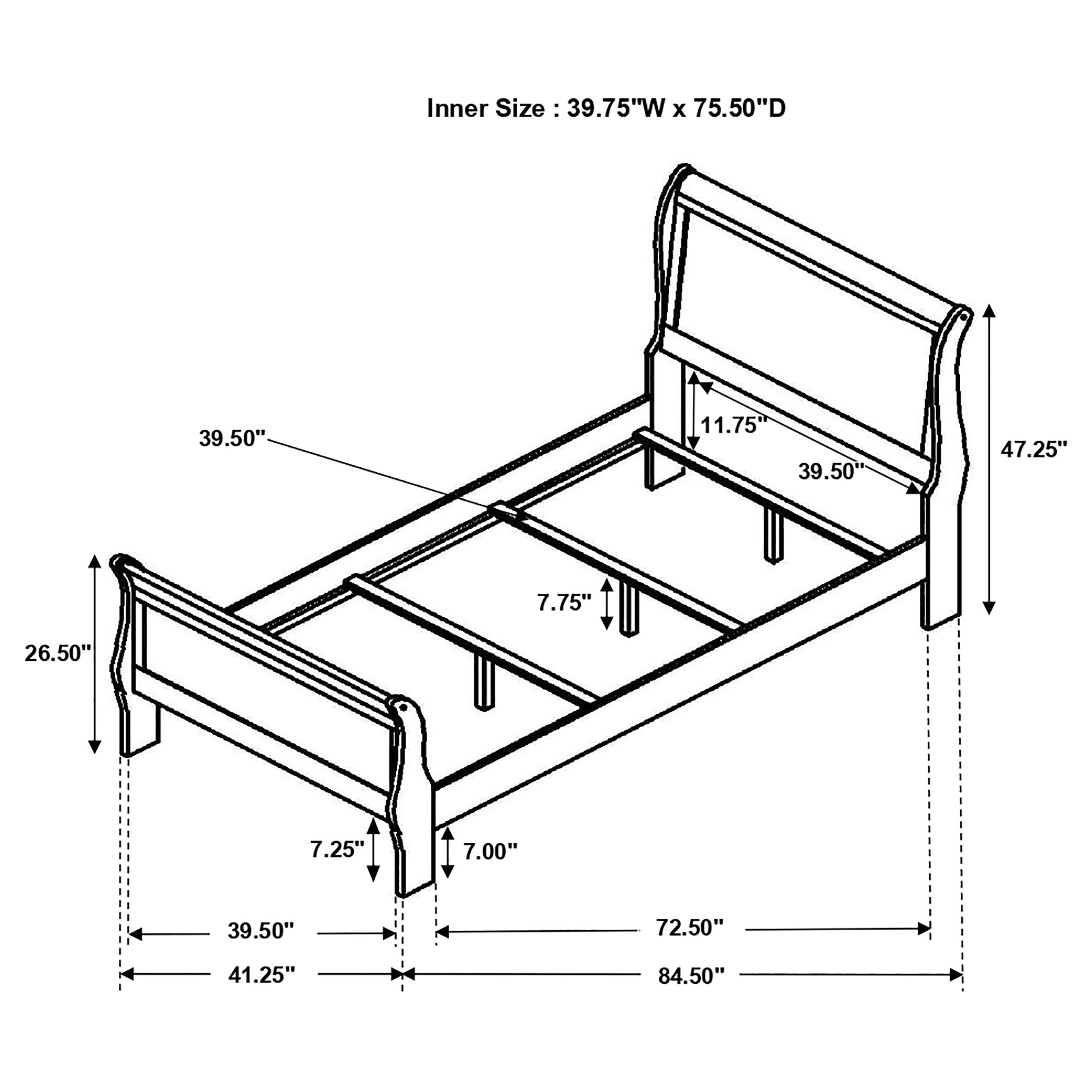 Louis Philippe  Panel Sleigh Bed Cappuccino