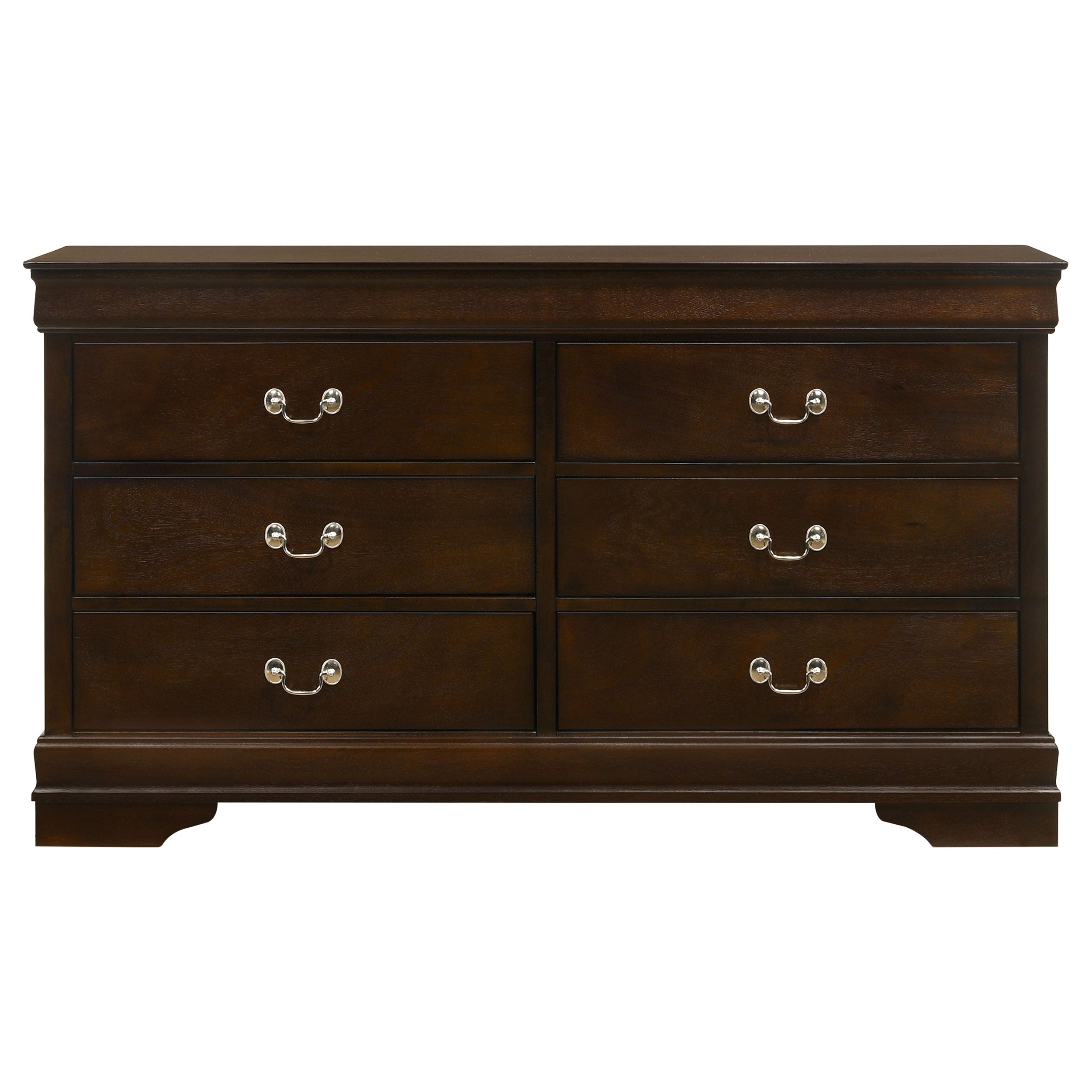 Louis Philippe 6-drawer Dresser with Mirror Cappuccino