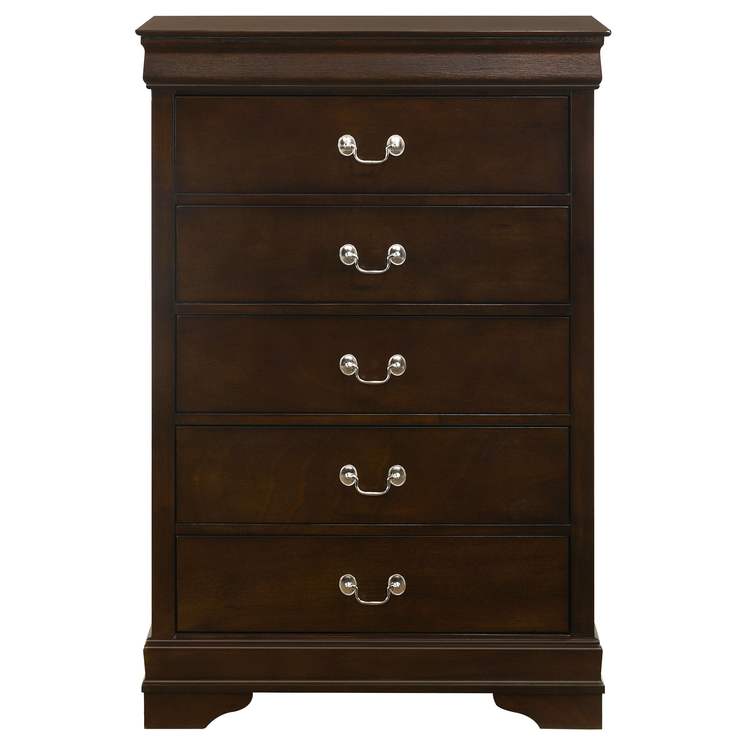 Louis Philippe 5-drawer Chest with Silver Bails Cappuccino