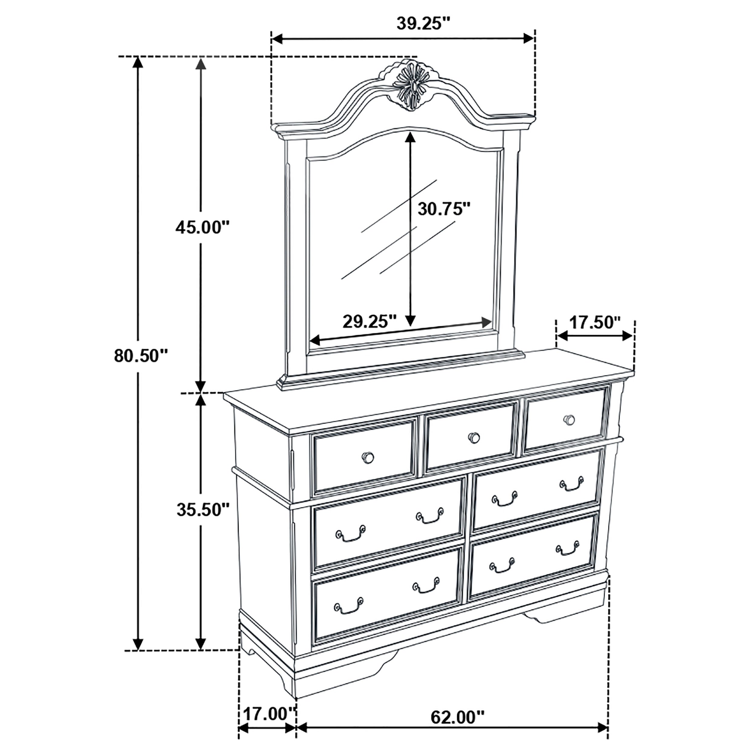 Cambridge 7-drawer Dresser with Mirror Cappuccino