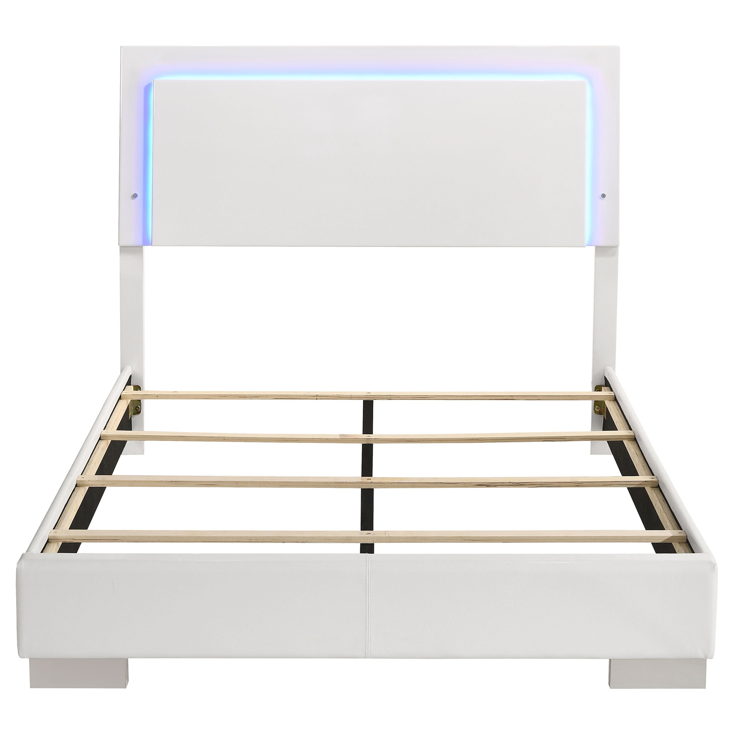 Felicity  Panel Bed with LED Lighting Glossy White