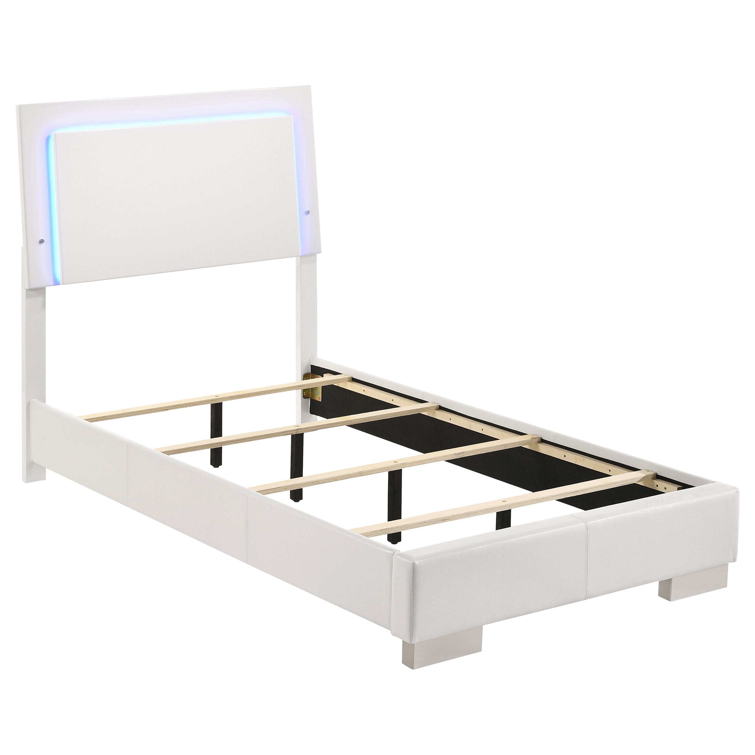 Felicity  Panel Bed with LED Lighting Glossy White