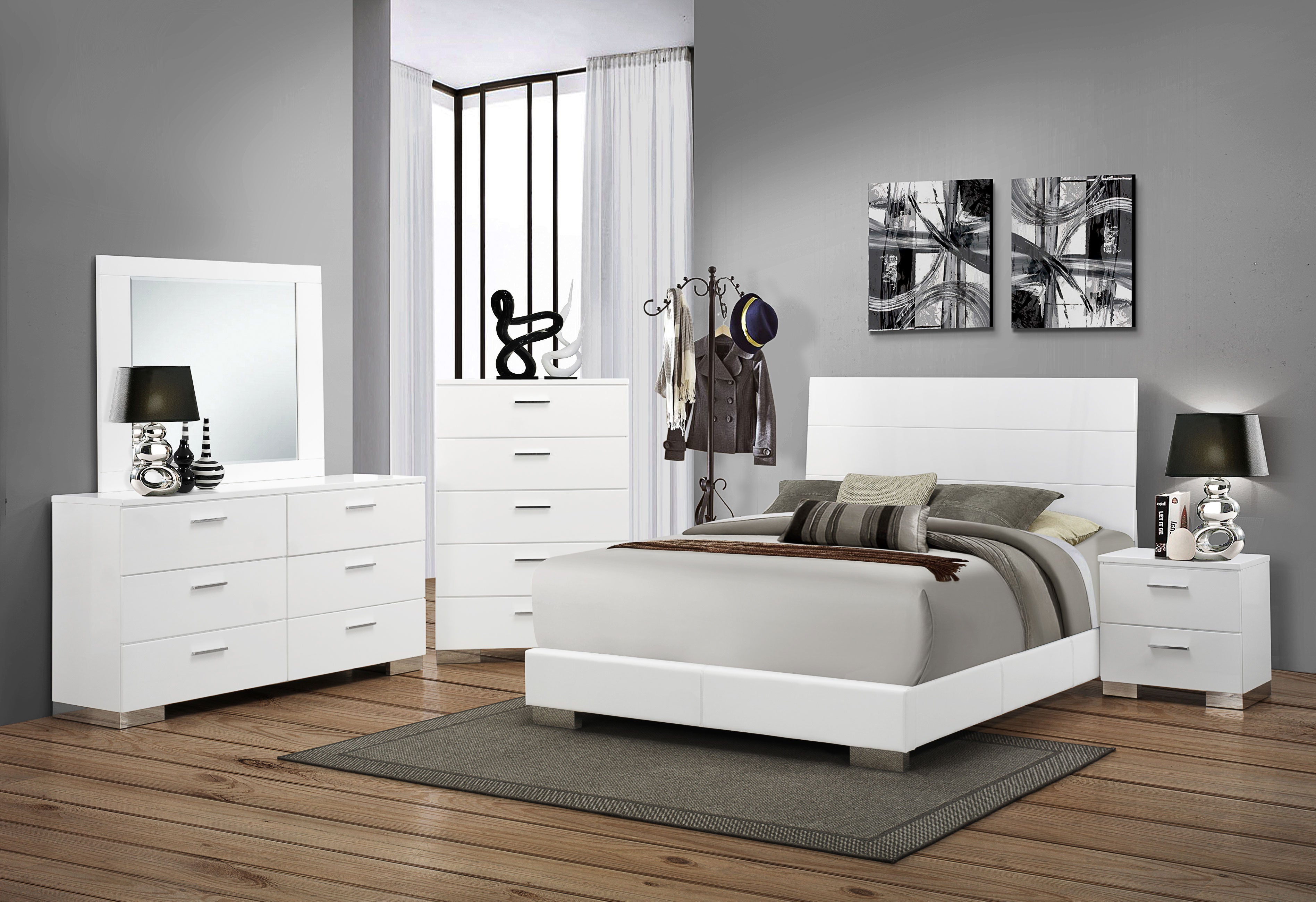 Felicity  Panel Bed Glossy White