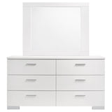 Felicity 6-drawer Wood Dresser with Mirror White High Gloss