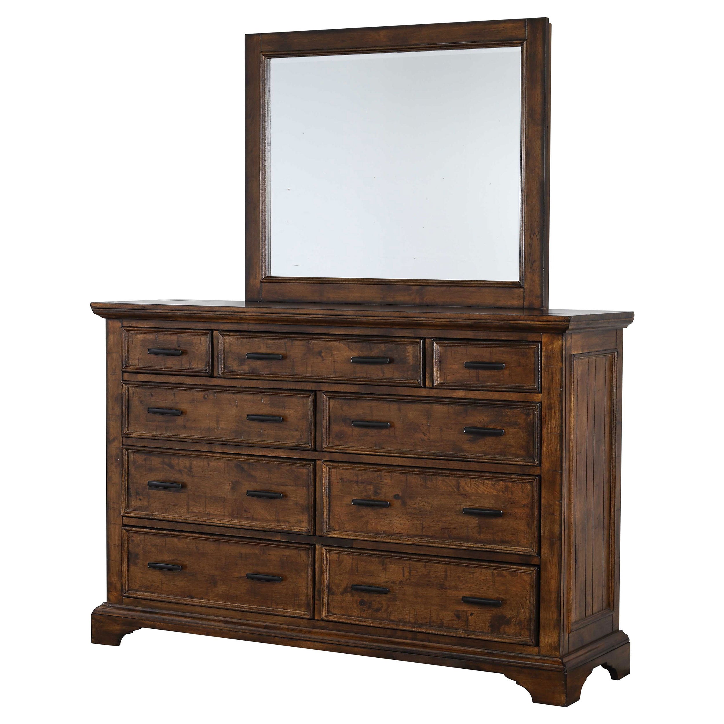 Elk Grove 9-drawer Dresser with Mirror with Jewelry Tray Vintage Bourbon