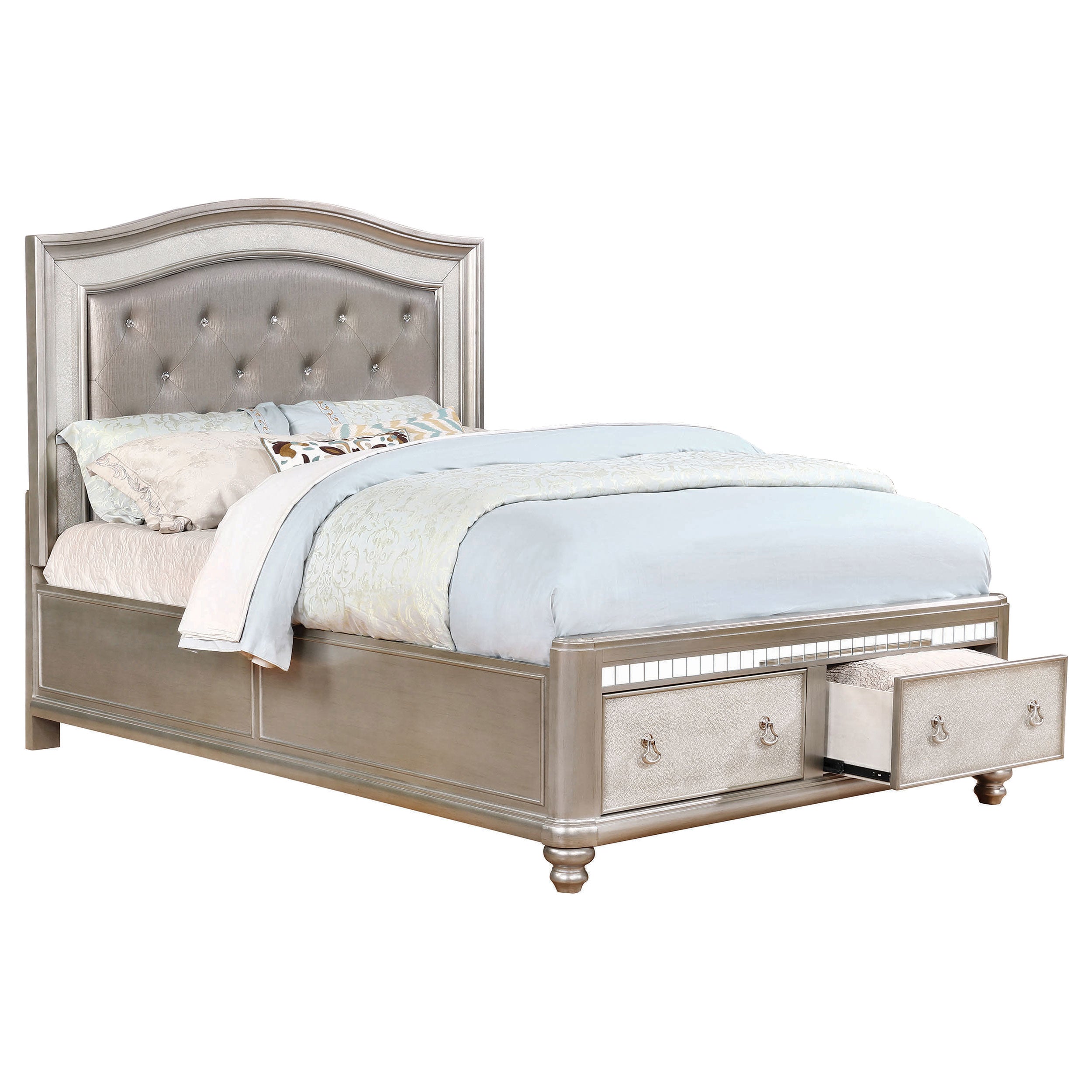 Bling Game Storage Bedroom Set Metallic Platinum