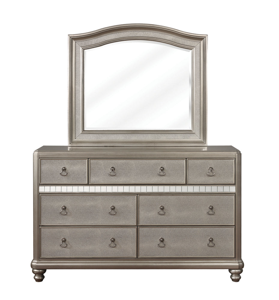 Bling Game 7-drawer Dresser with Mirror Metallic Platinum