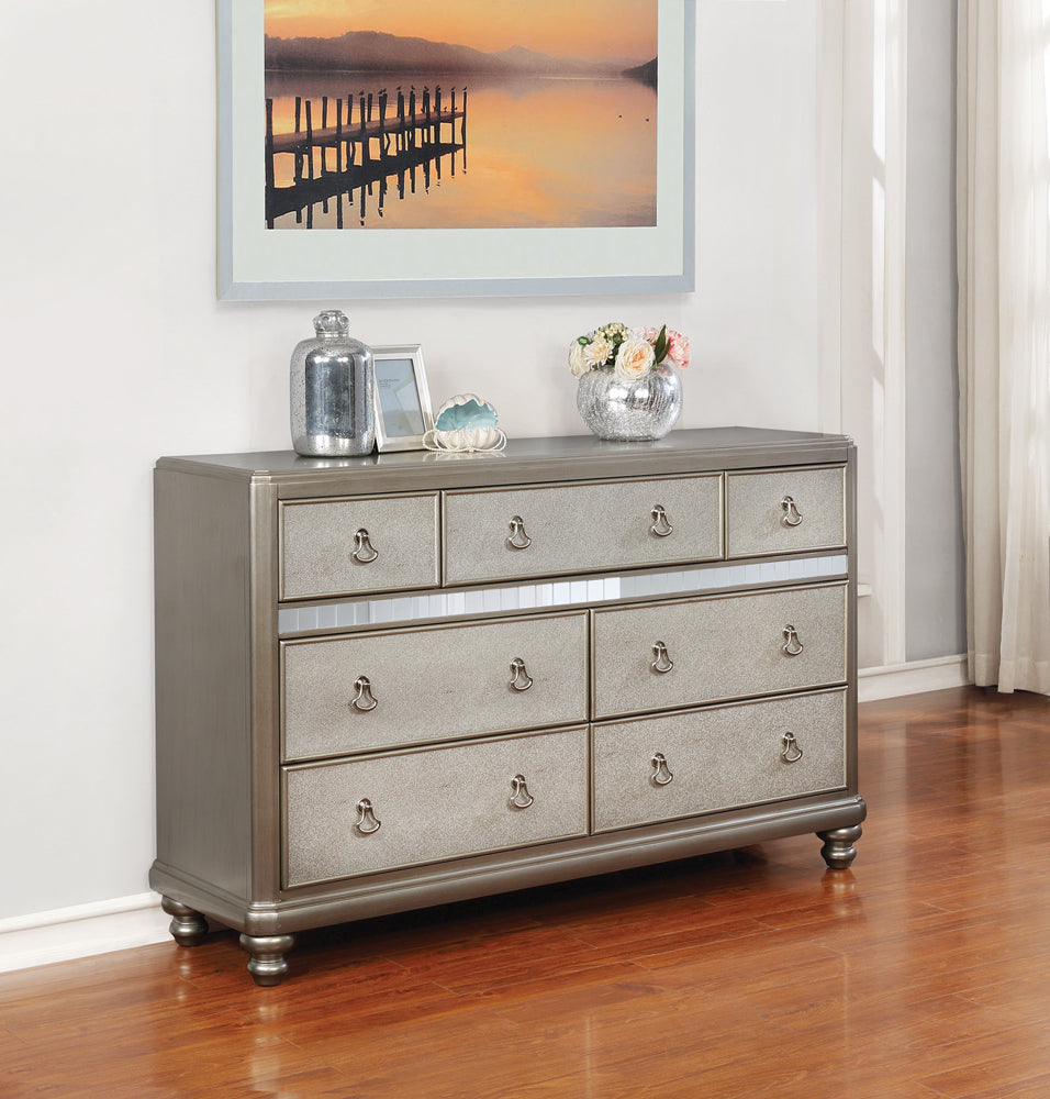 Bling Game 7-drawer Dresser with Mirror Metallic Platinum