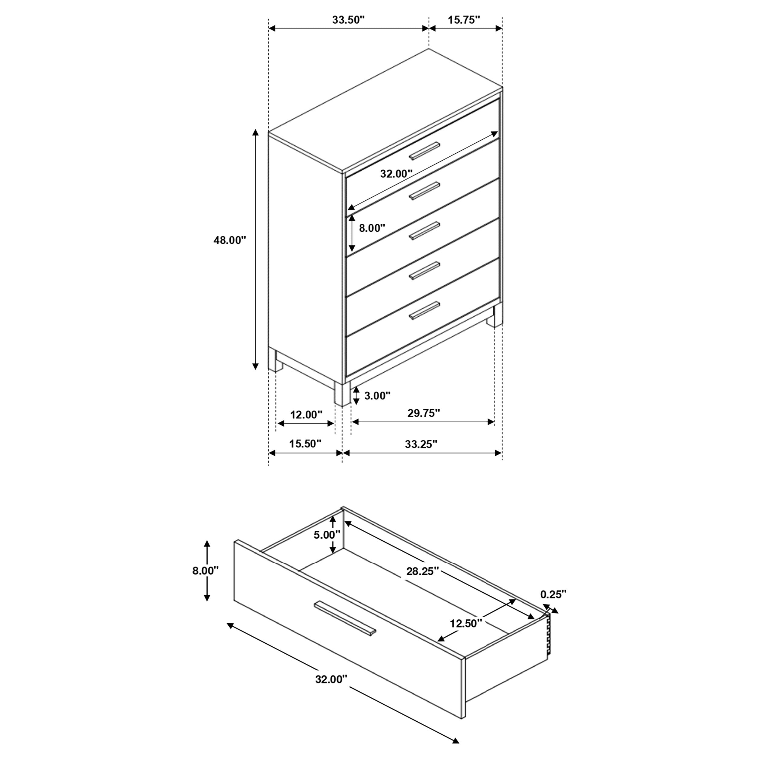 Edmonton 5-drawer Chest Rustic Tobacco