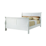 Louis Philippe  Sleigh Panel Bed White