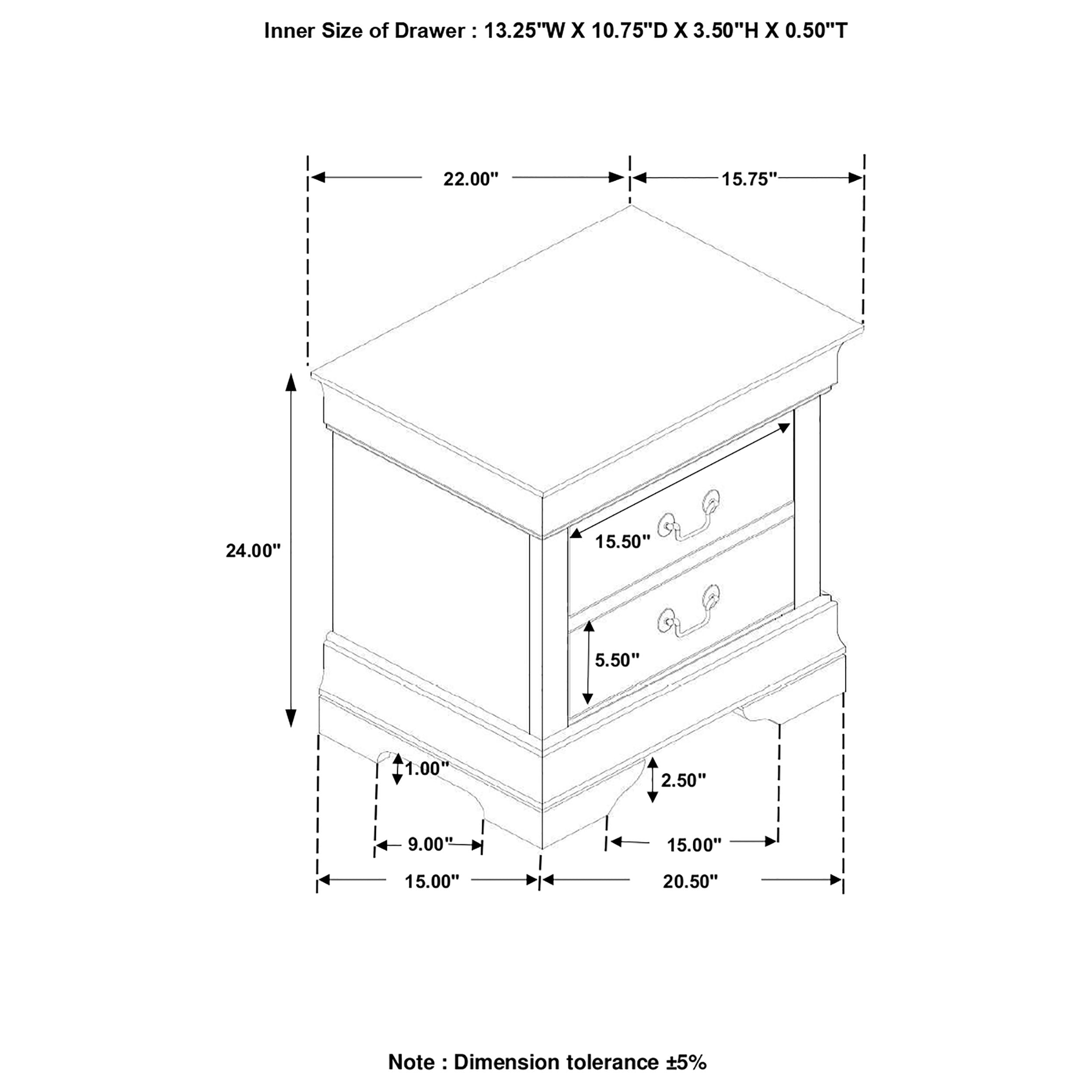 Louis Philippe 2-drawer Nightstand White