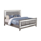 Leighton  Panel Bed with Mirrored Accents Mercury Metallic