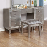 Leighton Vanity Desk and Stool Metallic Mercury