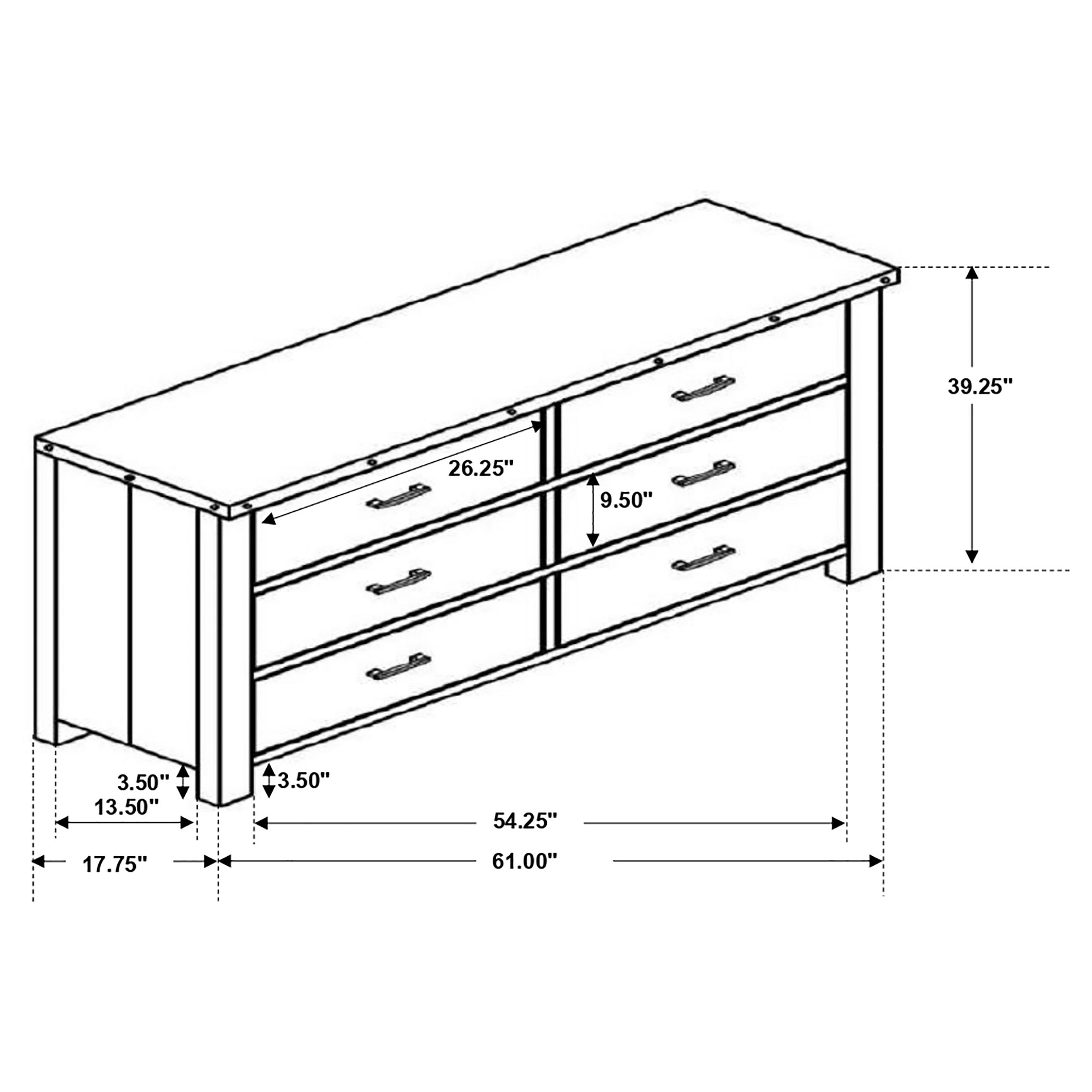 Sembene 6-drawer Dresser with Mirror Antique Multi-color