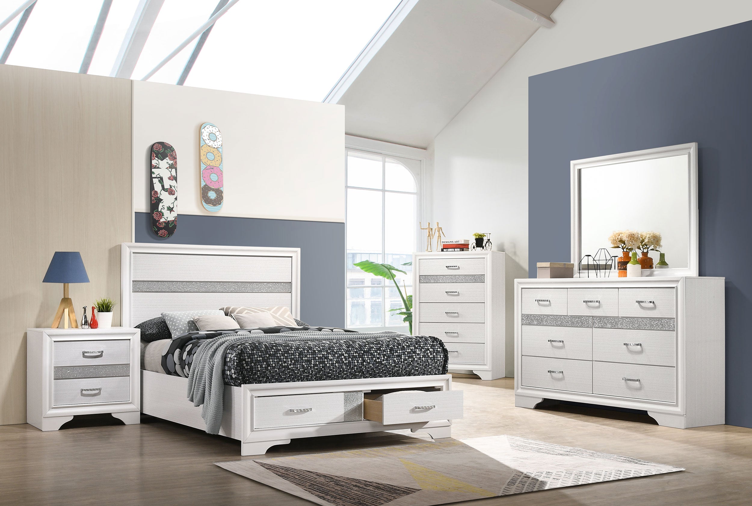 Miranda  2-drawer Storage Bed White