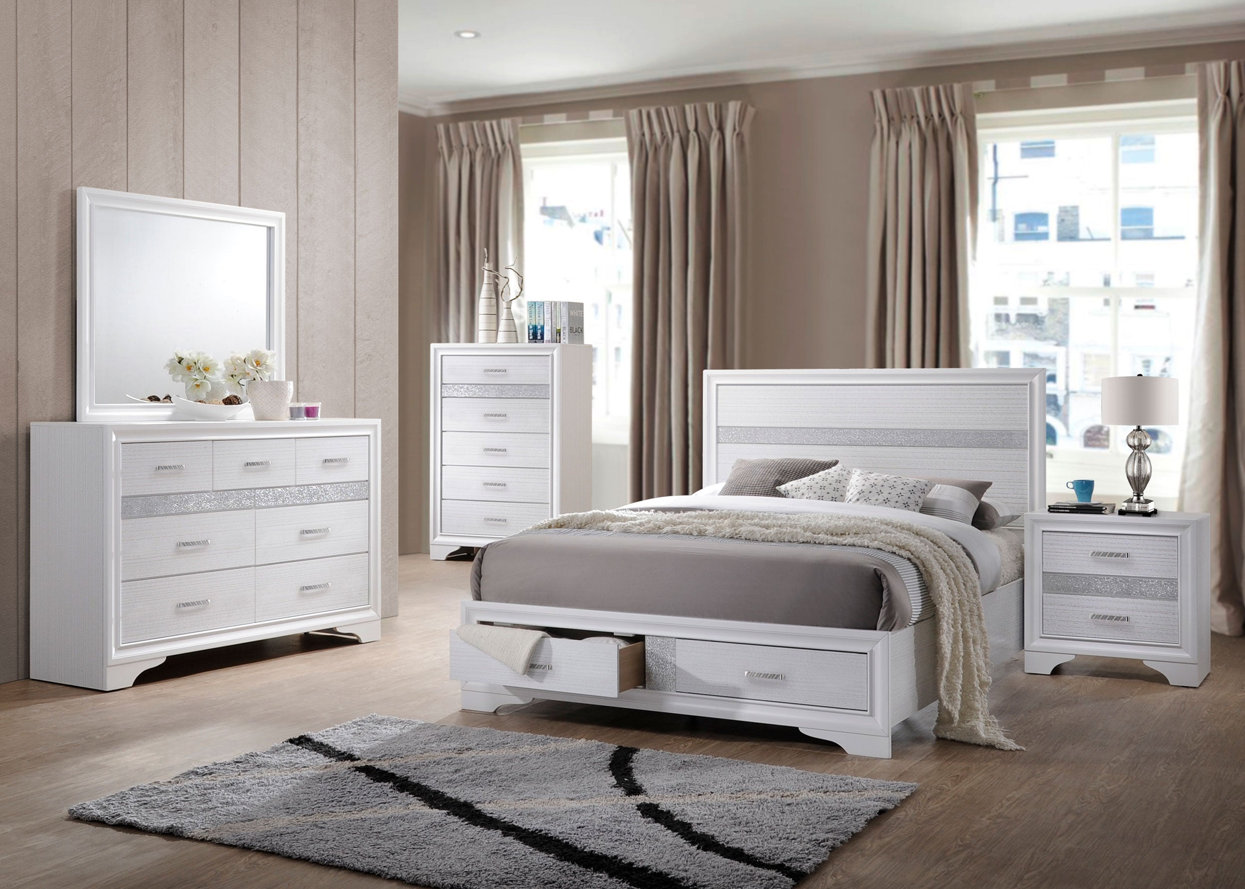 Miranda  2-drawer Storage Bed White